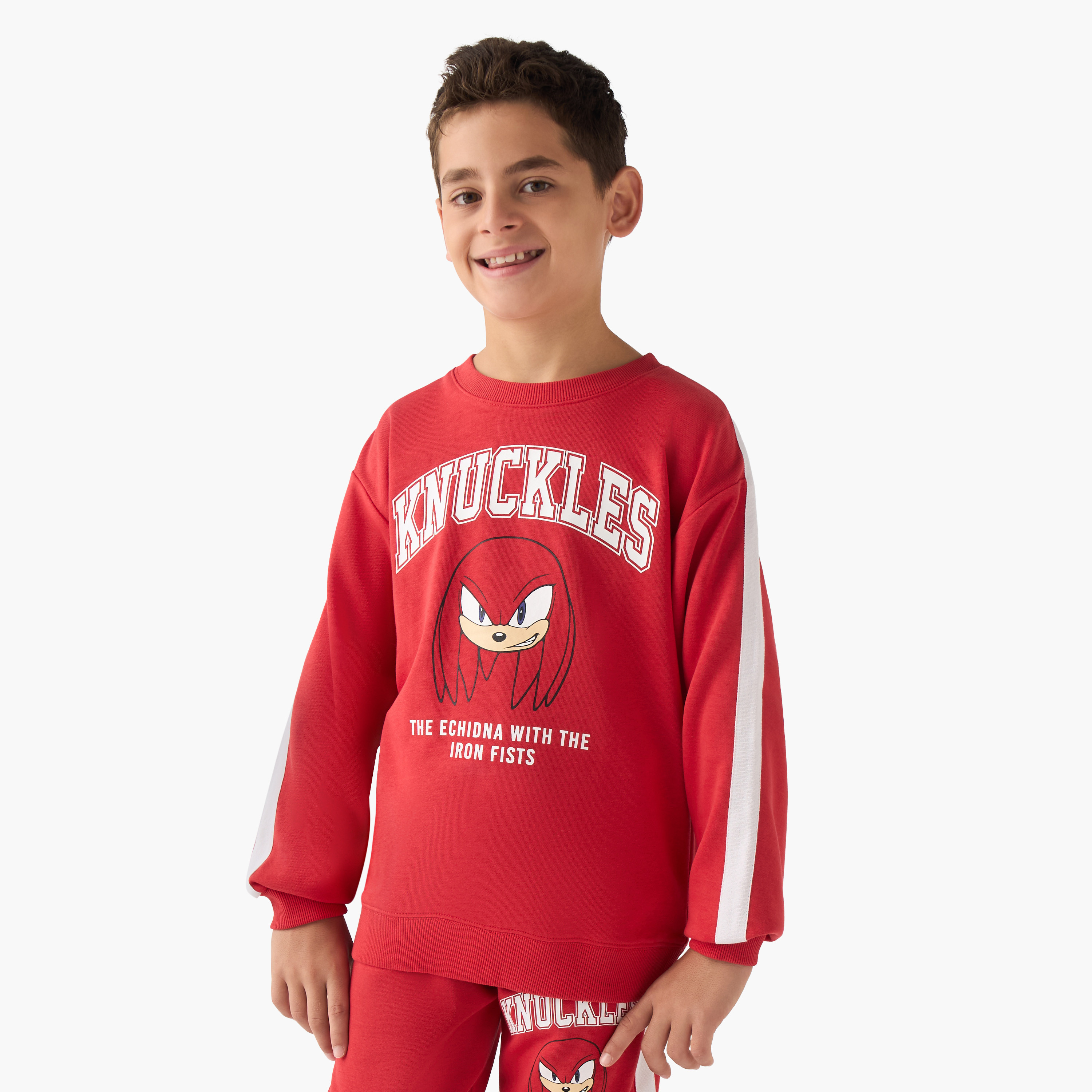 طقم سويت شيرت وبنطلون رياضي بطبعات - مزيج القطن - أكمام طويلة - ياقة ضيقة-boys-clothing-setsandcoords-image-2