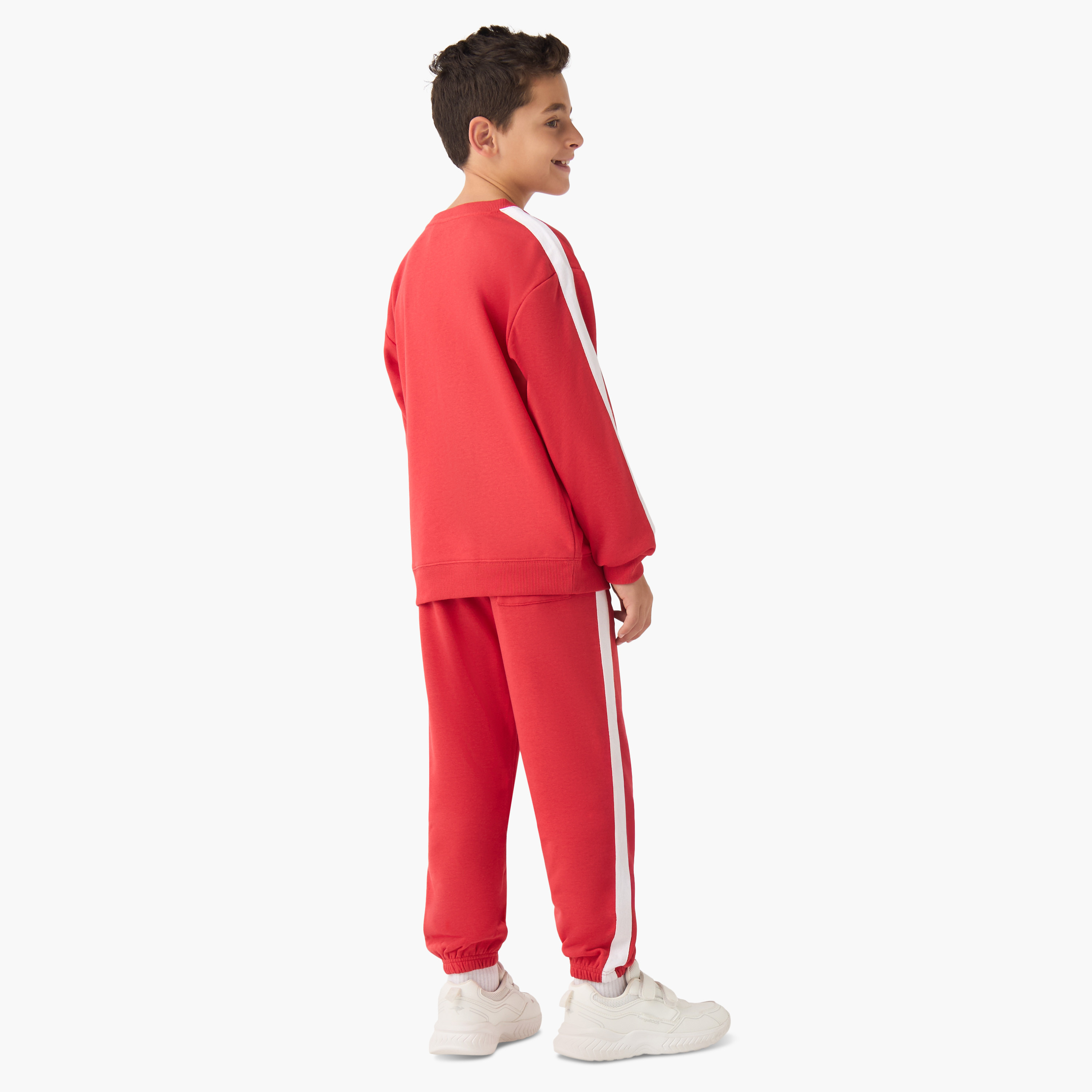 طقم سويت شيرت وبنطلون رياضي بطبعات - مزيج القطن - أكمام طويلة - ياقة ضيقة-boys-clothing-setsandcoords-image-4