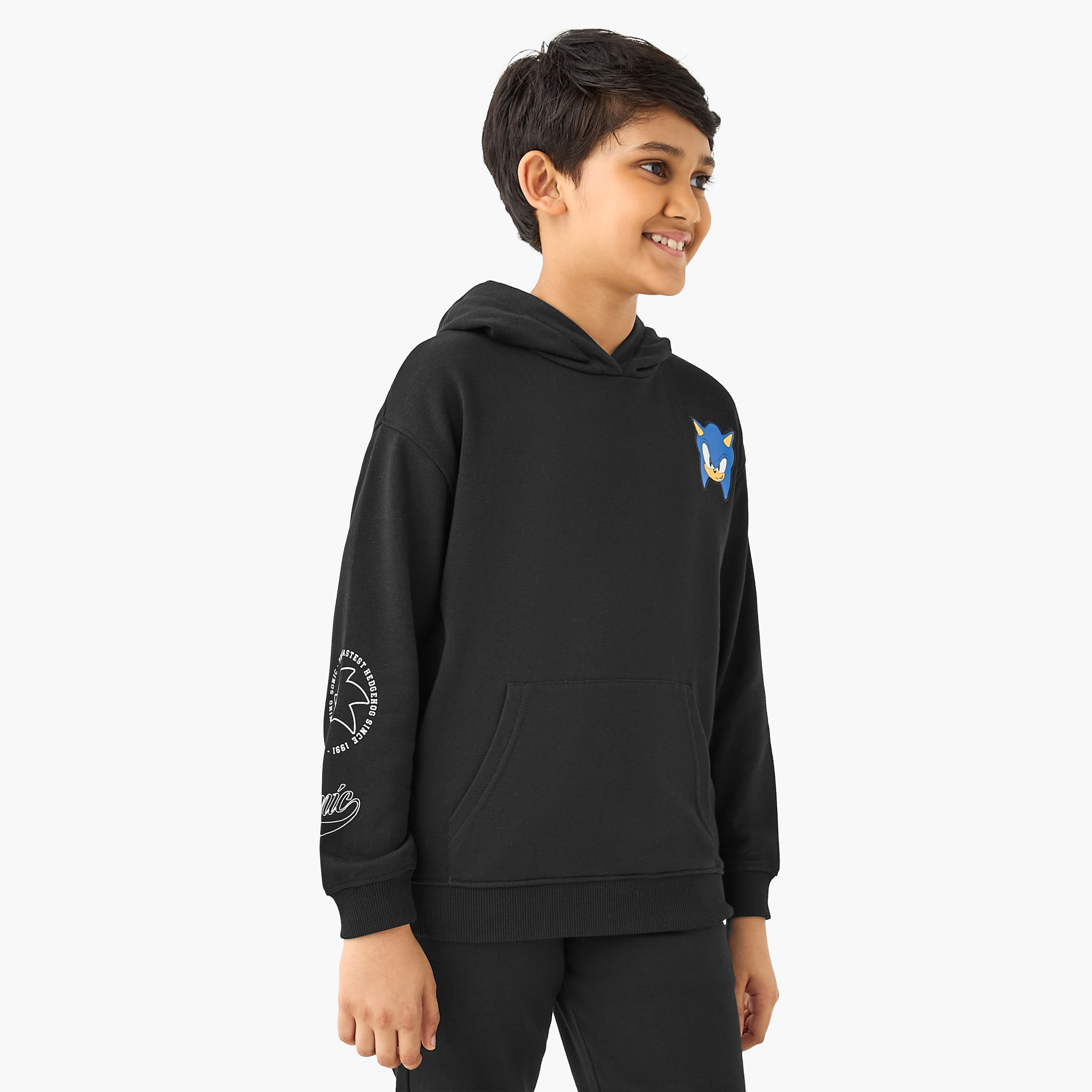 Sonic the Hedgehog Print Hooded Sweatshirt and Joggers Set-boys-clothing-setsandcoords-image-2