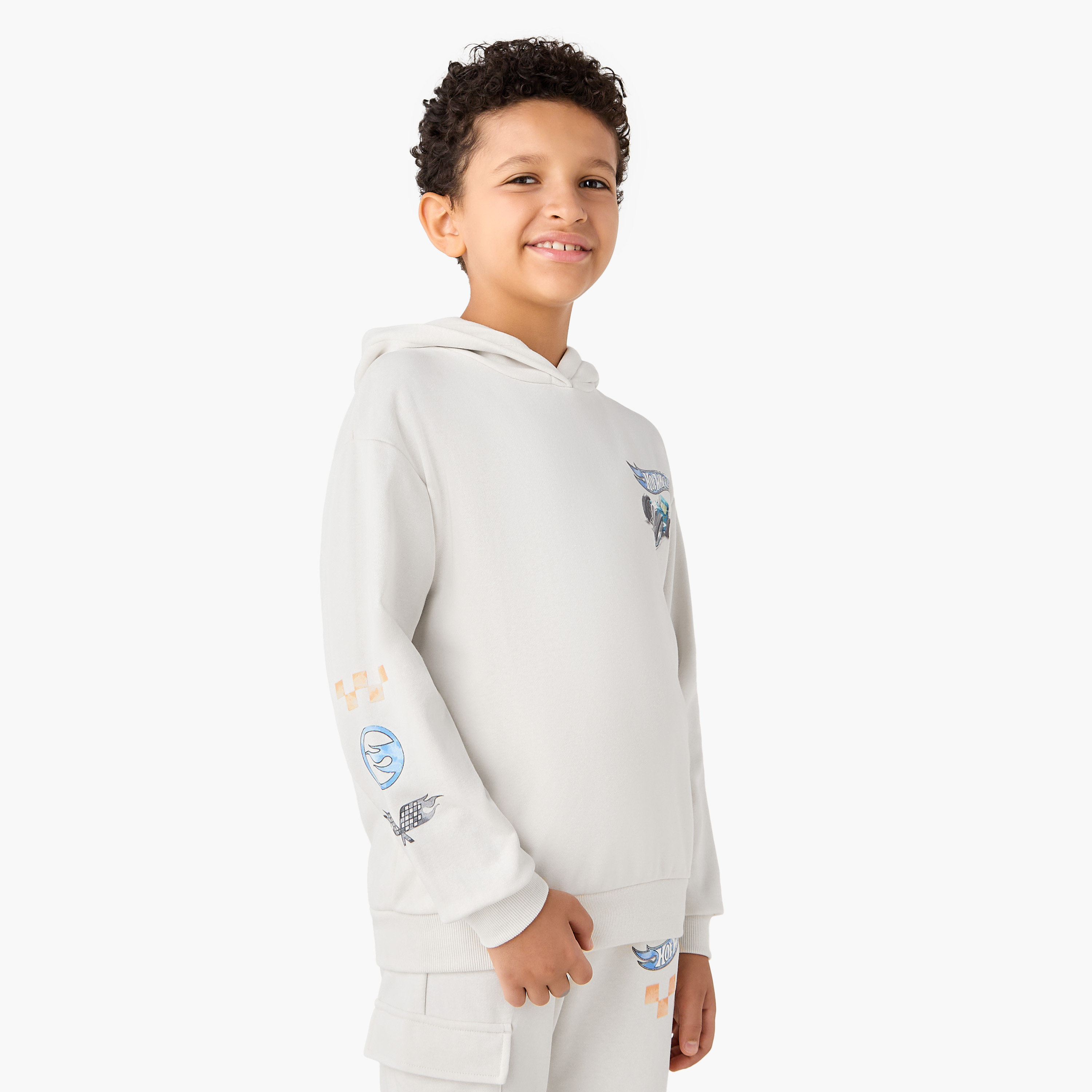 Hot Wheels Print Hooded Sweatshirt and Cargo Joggers Set-boys-clothing-setsandcoords-image-2