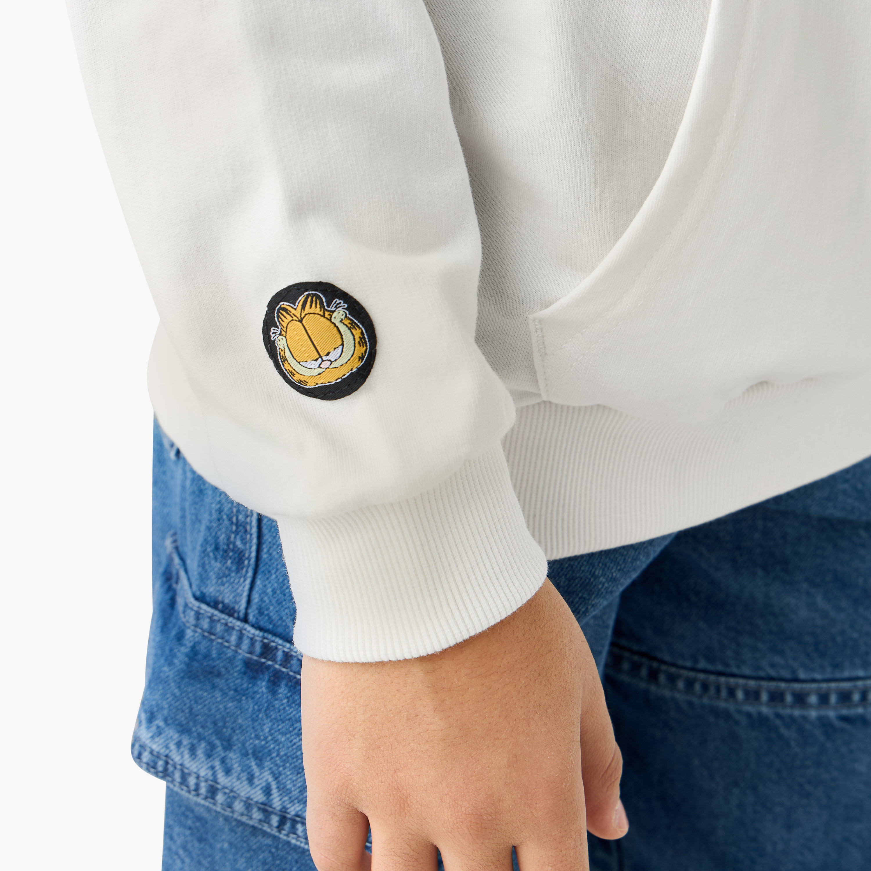 Garfield Print Hooded Long-Sleeved Pullover with Pocket-boys-clothing-sweatshirts-image-6