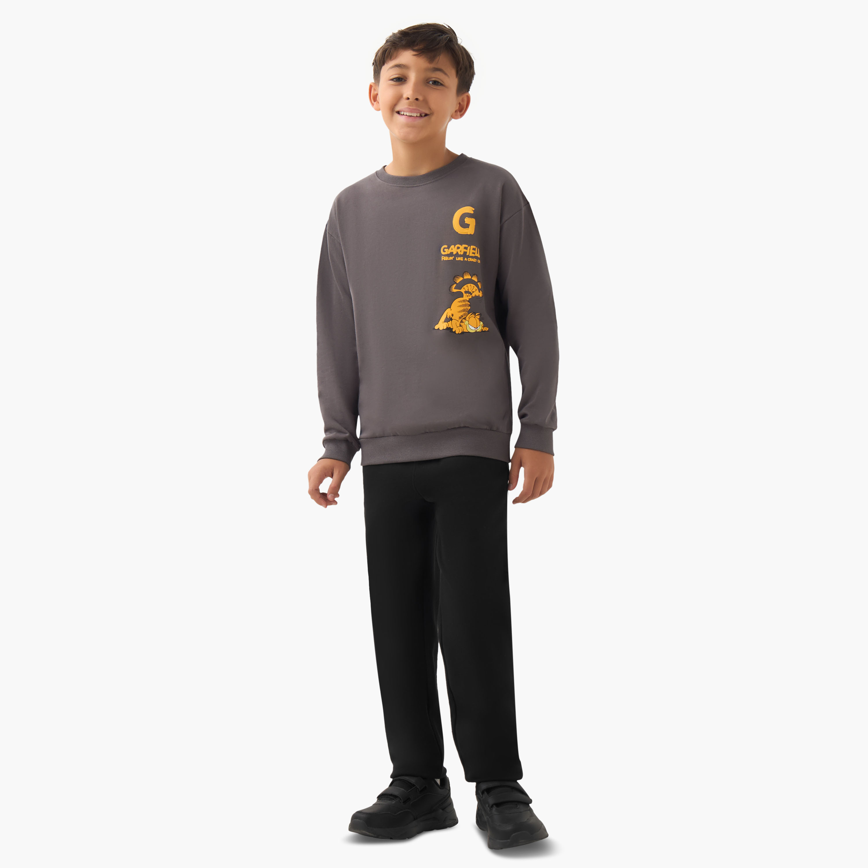 Garfield Print Pullover with Long Sleeves-boys-clothing-sweatshirts-image-2