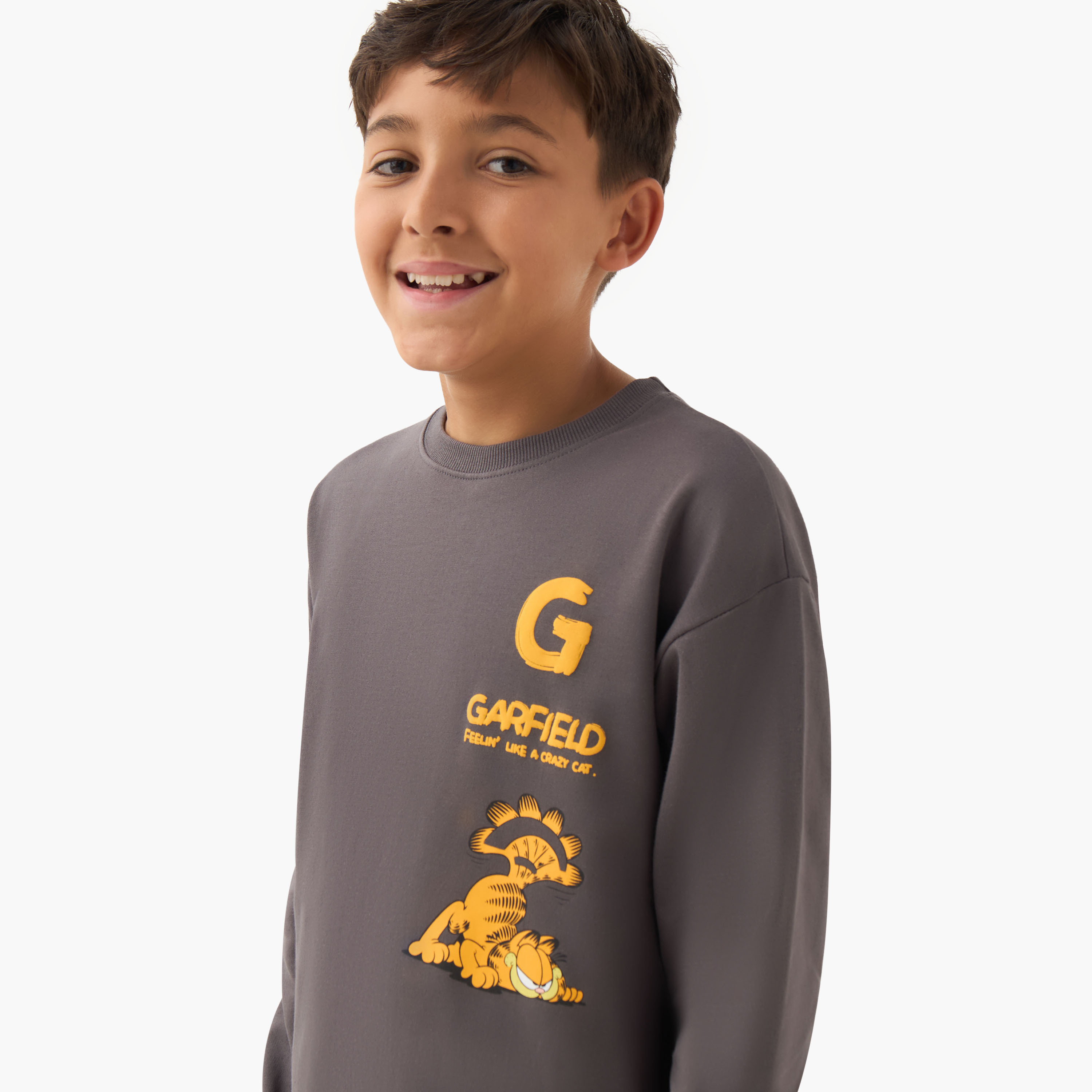 Garfield Print Pullover with Long Sleeves-boys-clothing-sweatshirts-image-4