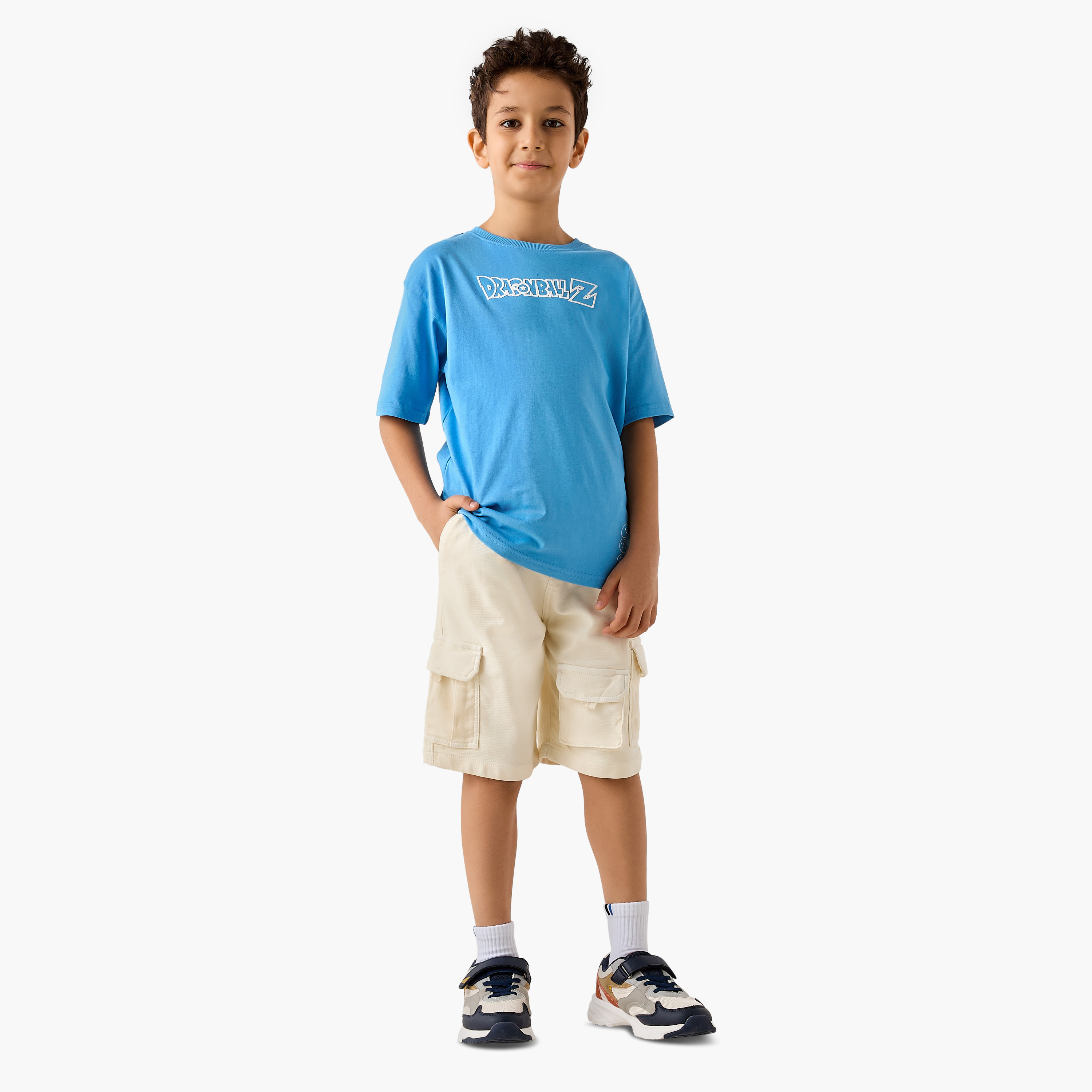 Spacetoon Dragon Ball Z Print T-shirt with Short Sleeves-boys-clothing-tshirtsandpolos-image-3