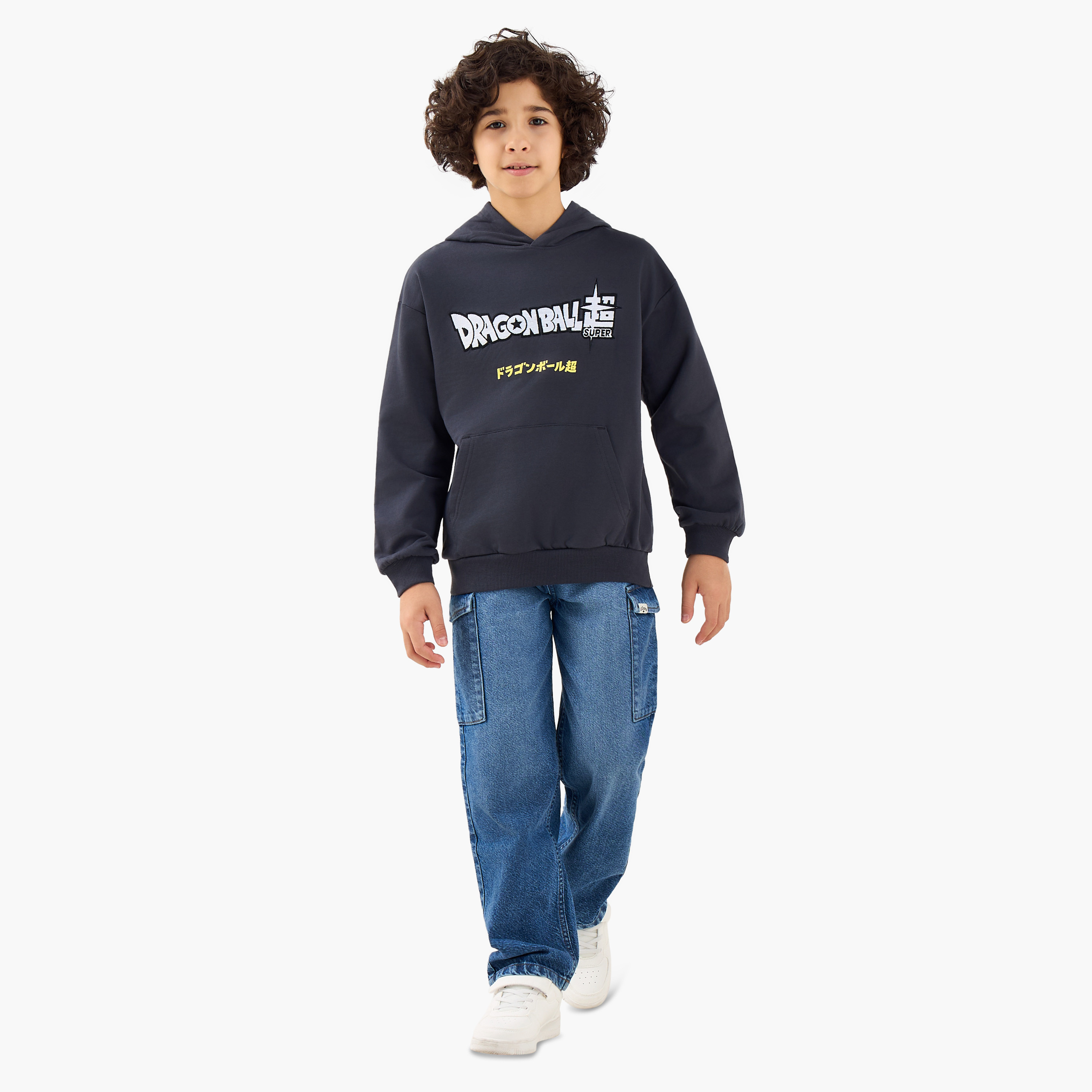 Spacetoon Boys Hooded Sweatshirt with Dragon Ball Super Print - Cotton - Long Sleeves-boys-clothing-winterwear-sweatshirts-image-2