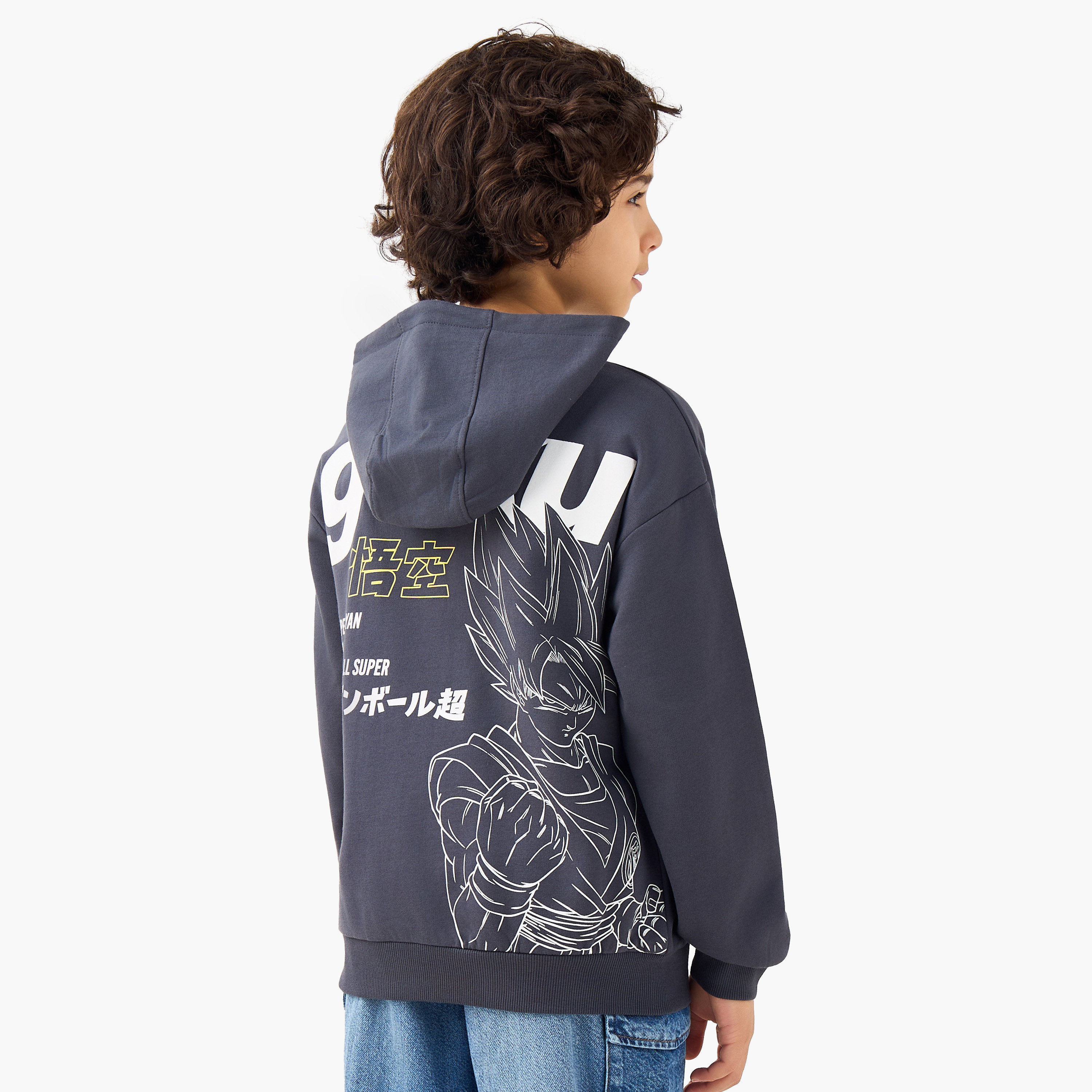 Spacetoon Boys Hooded Sweatshirt with Dragon Ball Super Print - Cotton - Long Sleeves-boys-clothing-winterwear-sweatshirts-image-3