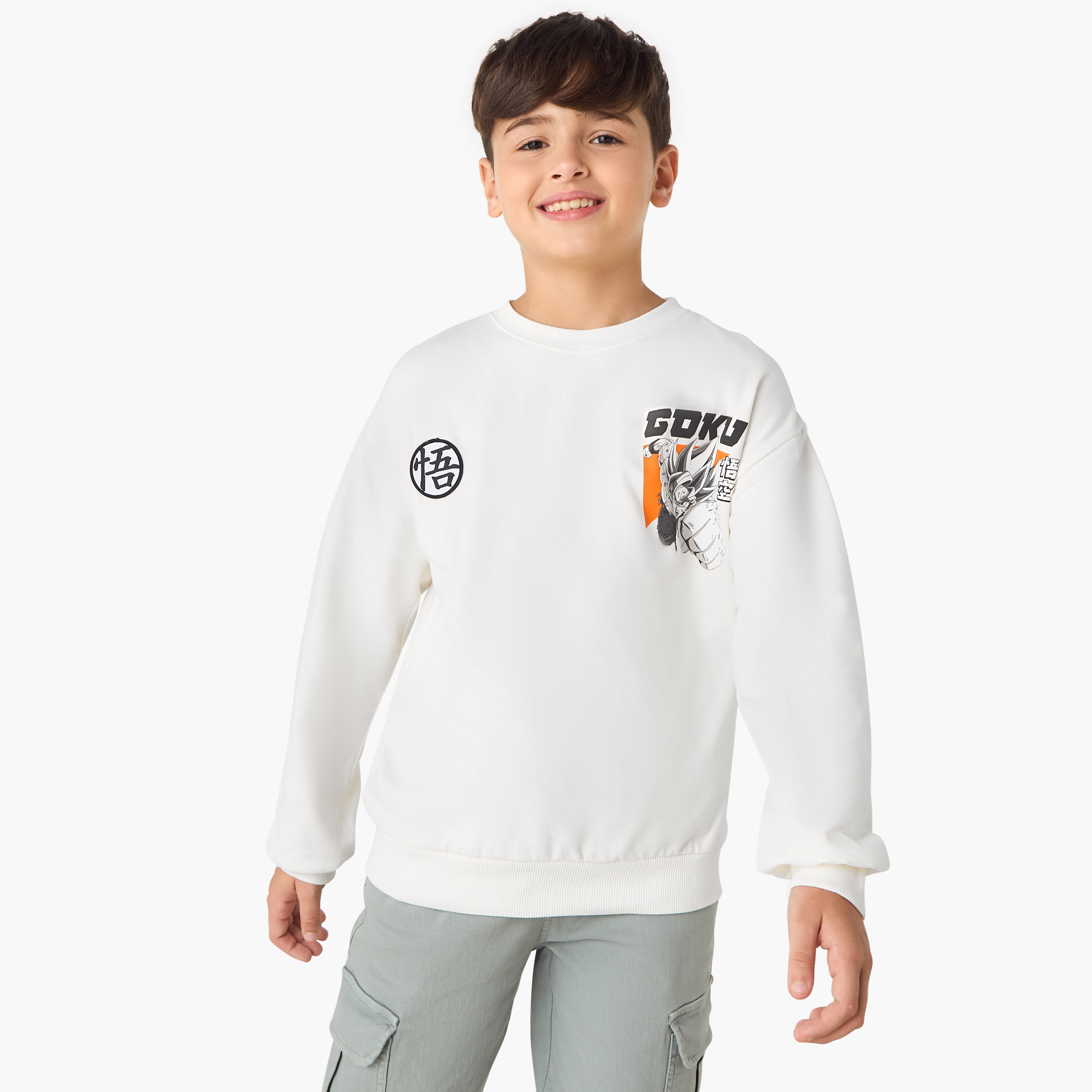 Spacetoon Dragon Ball Z Print Sweatshirt with Long Sleeves-boys-clothing-sweatshirts-image-3