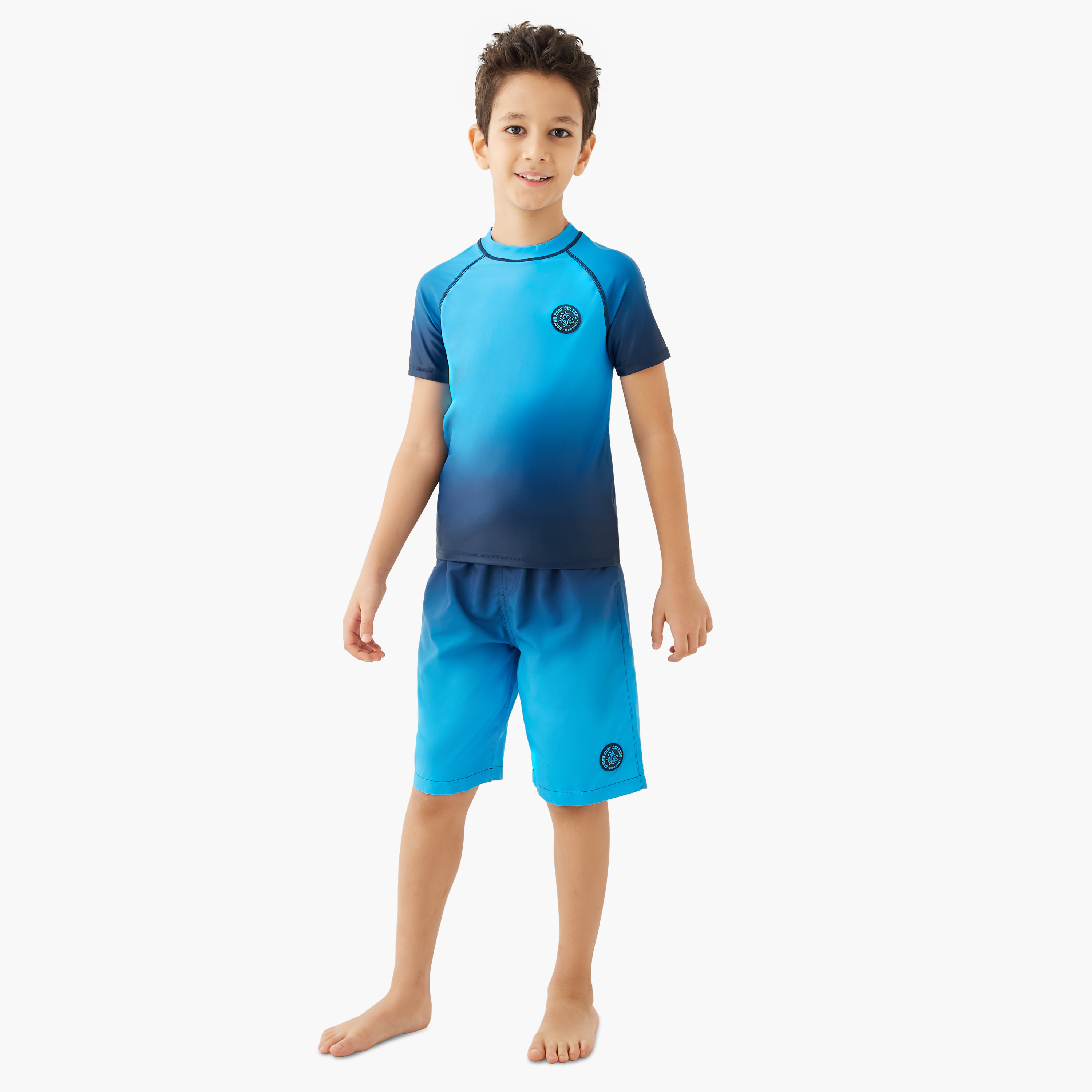 طقم تيشيرت وشورت سباحة متدرج اللون من جونيورز-boys-clothing-sportswear-swimwear-image-1