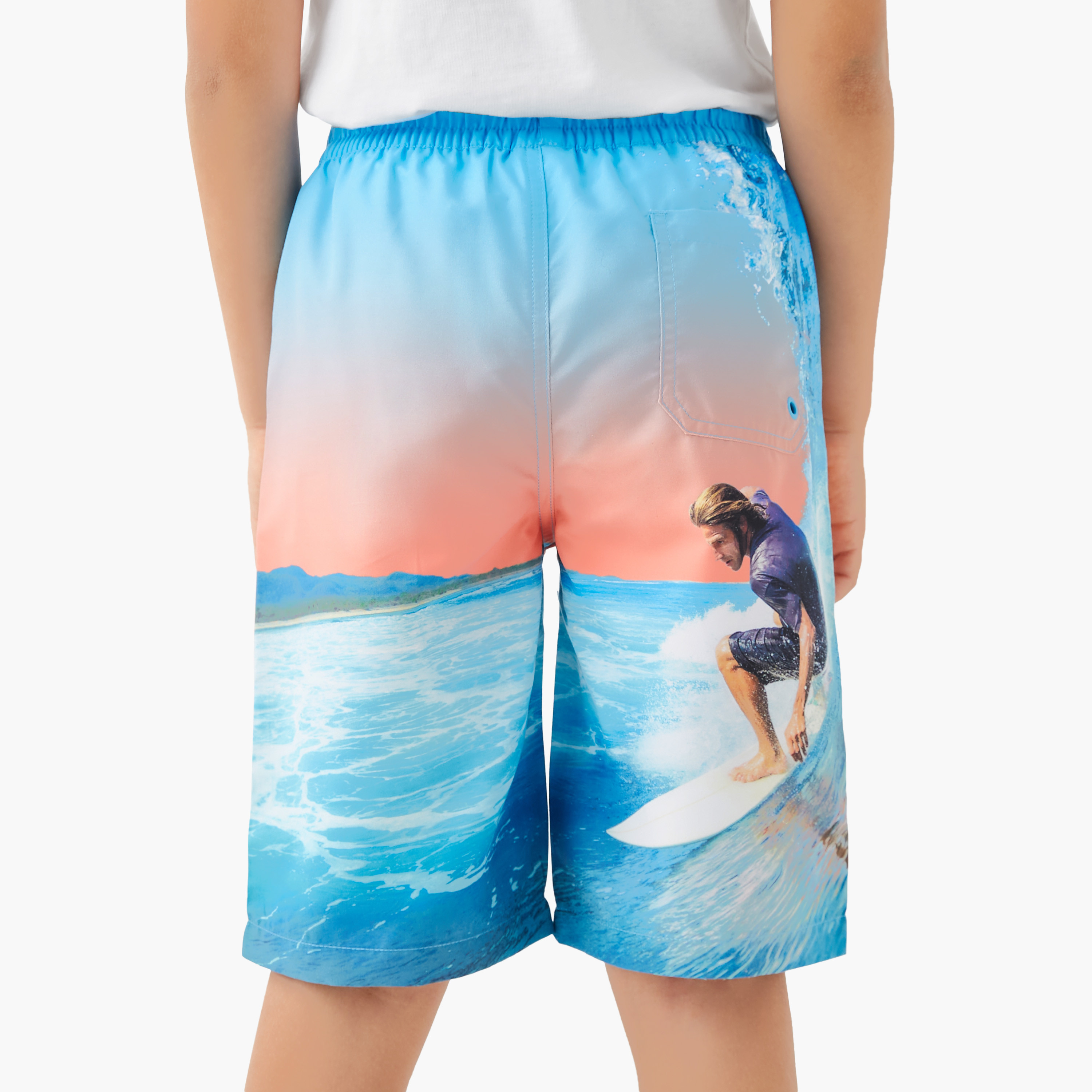 Juniors Printed Swim Shorts with Drawstring Closure and Pockets-sports-boys-clothing-swimwear-image-3