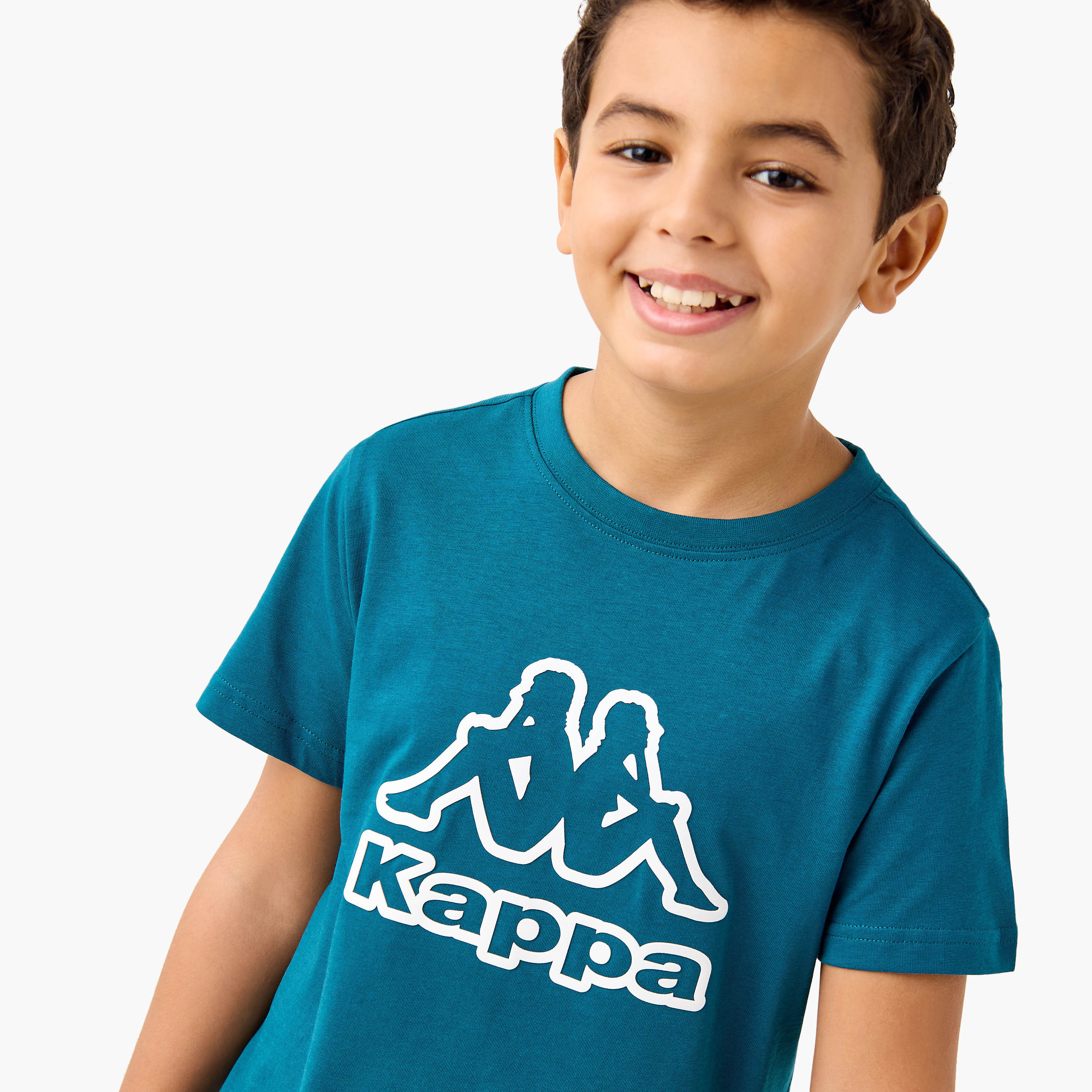 Kappa Logo Print T-shirt with Short Sleeves-sports-boys-clothing-tops-image-4