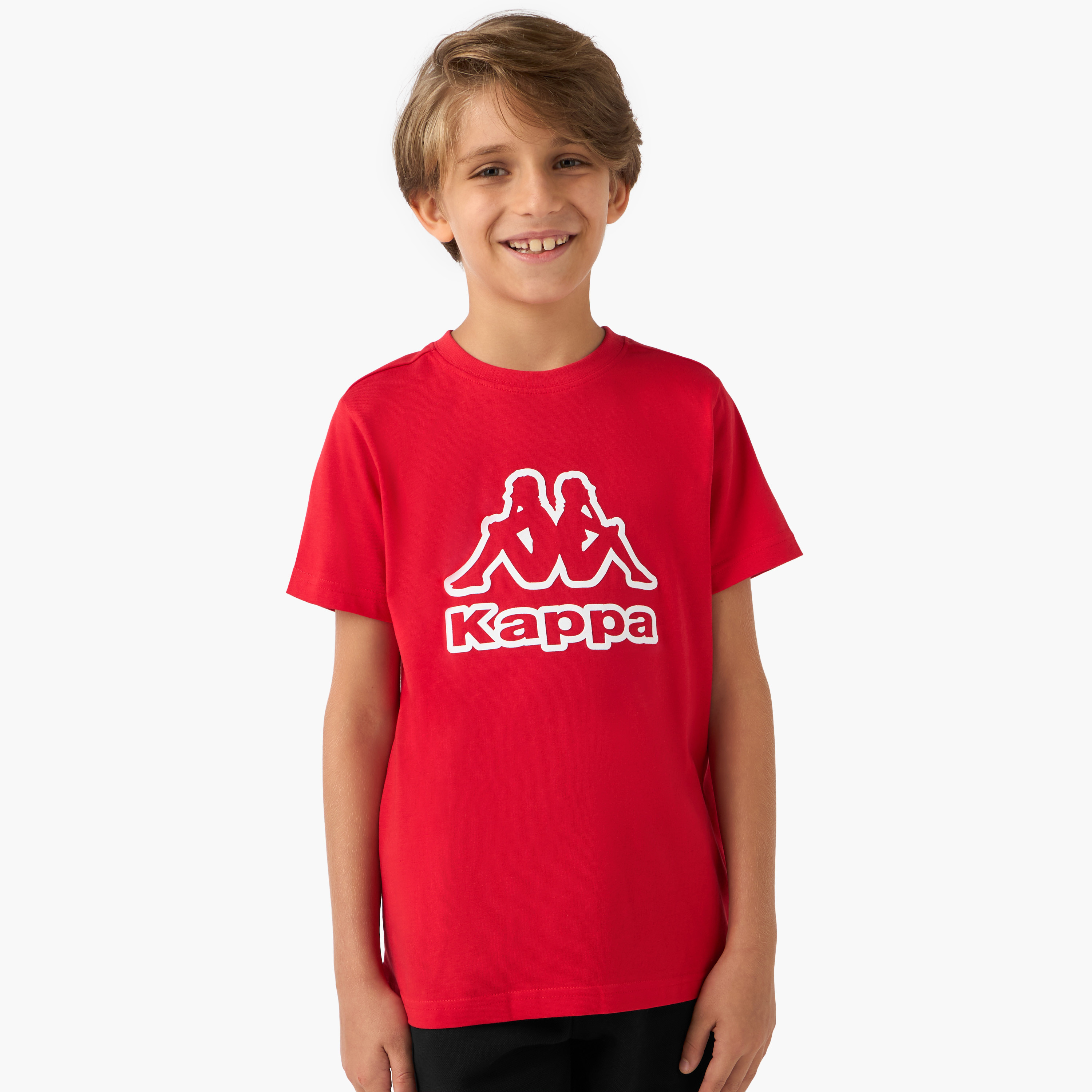 Kappa Logo Print T-shirt with Short Sleeves-boys-clothing-sportswear-tops-image-1