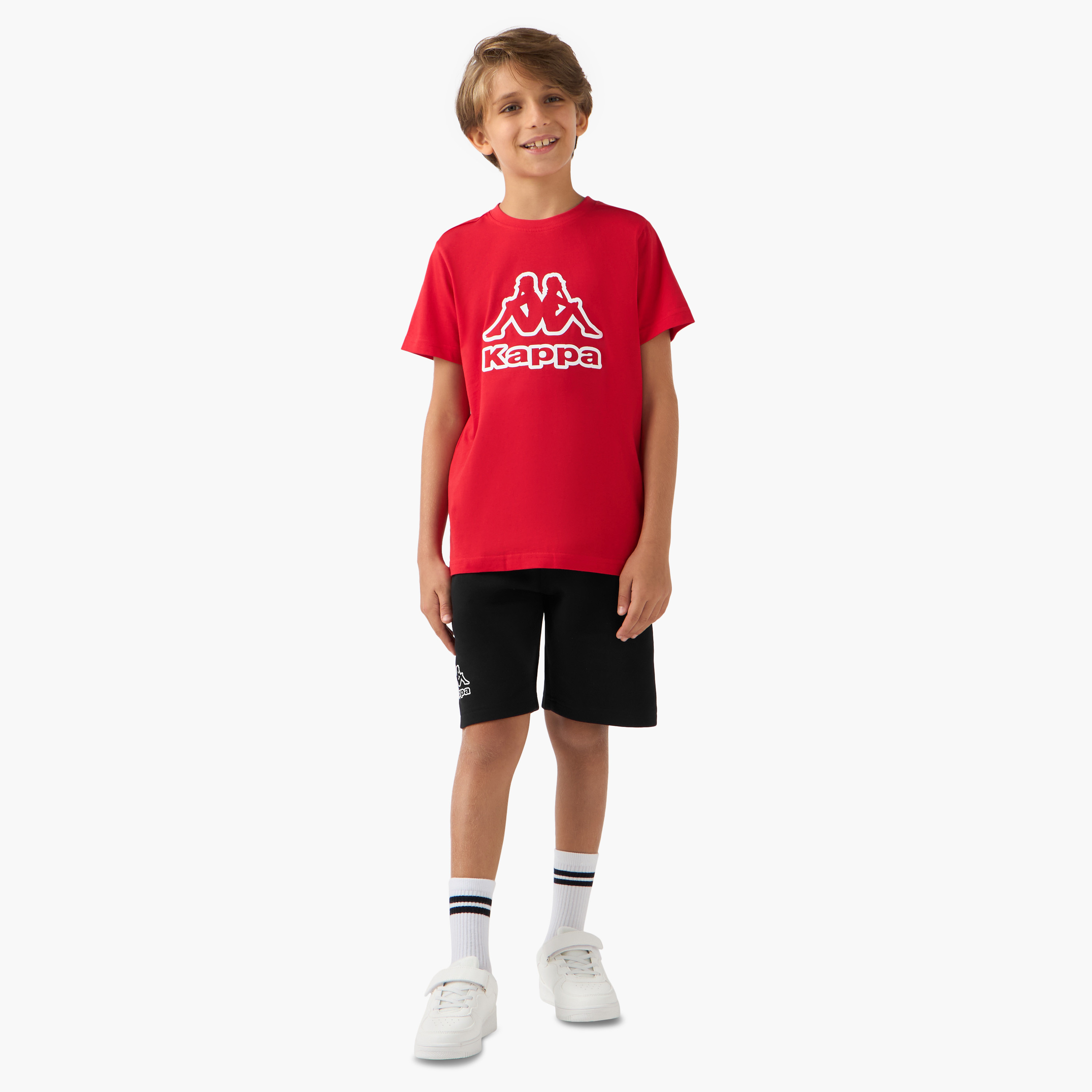 Kappa Logo Print T-shirt with Short Sleeves-boys-clothing-sportswear-tops-image-2
