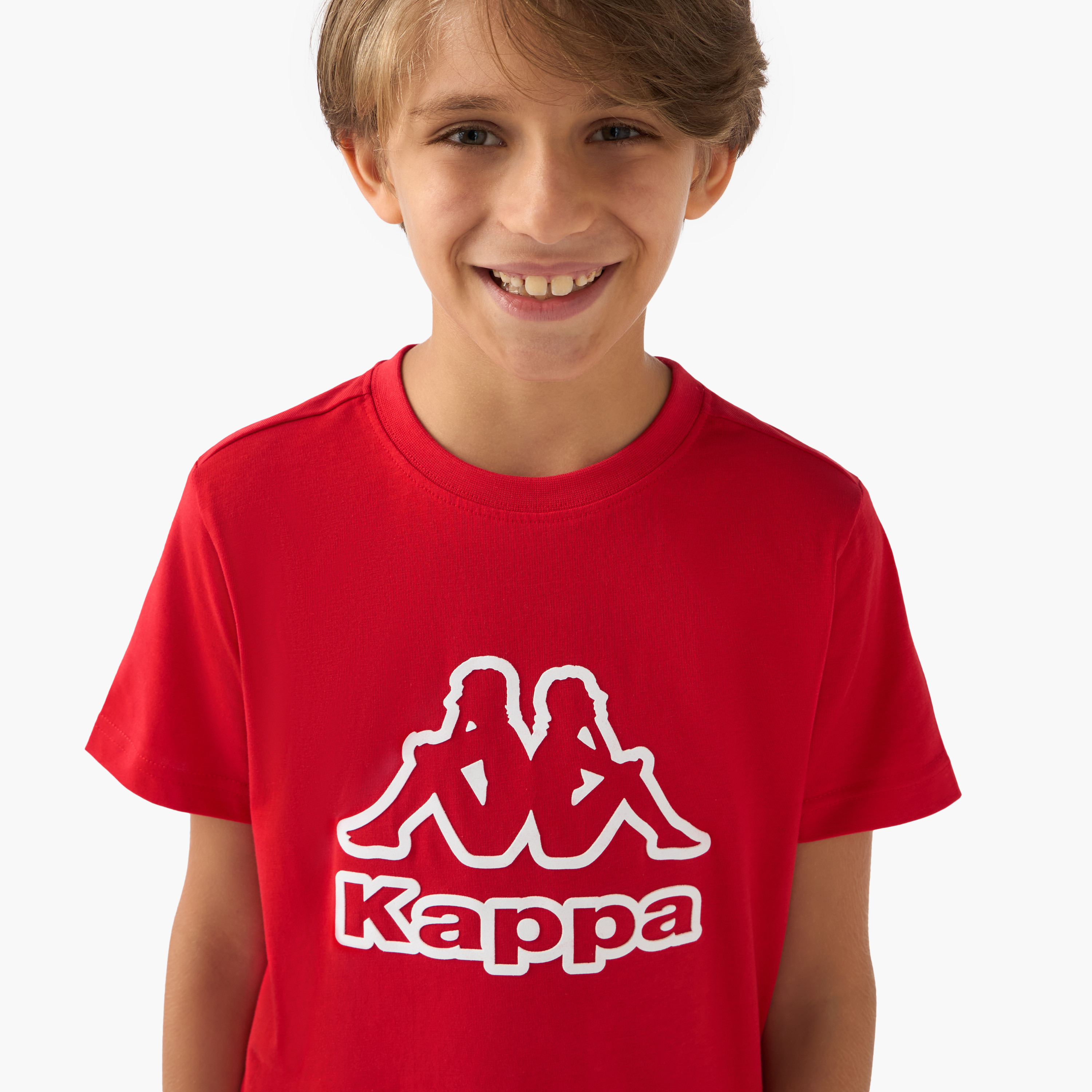 Kappa Logo Print T-shirt with Short Sleeves-boys-clothing-sportswear-tops-image-4