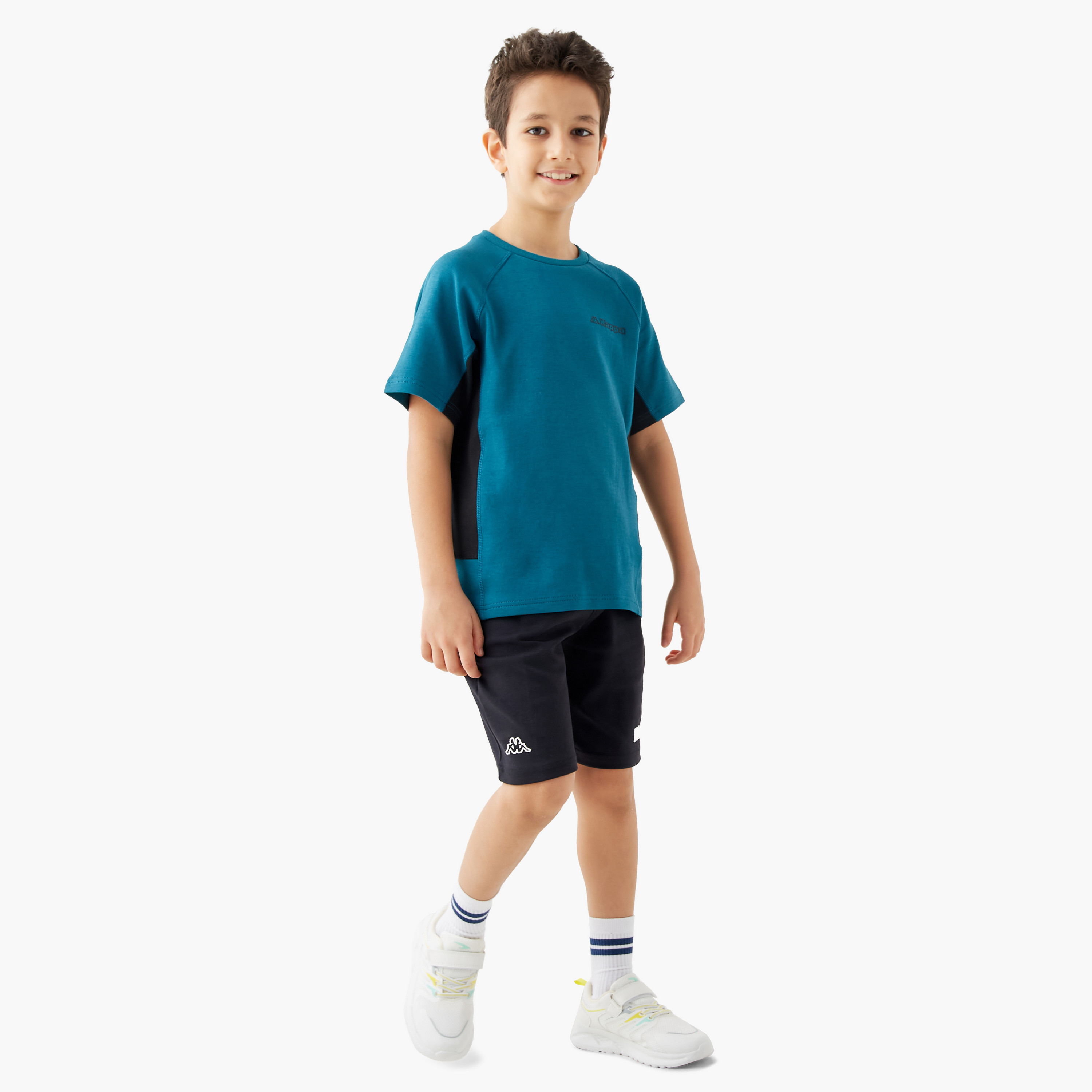 Kappa Logo Print T-shirt with Crew Neck and Raglan Sleeves-boys-clothing-sportswear-tops-image-2