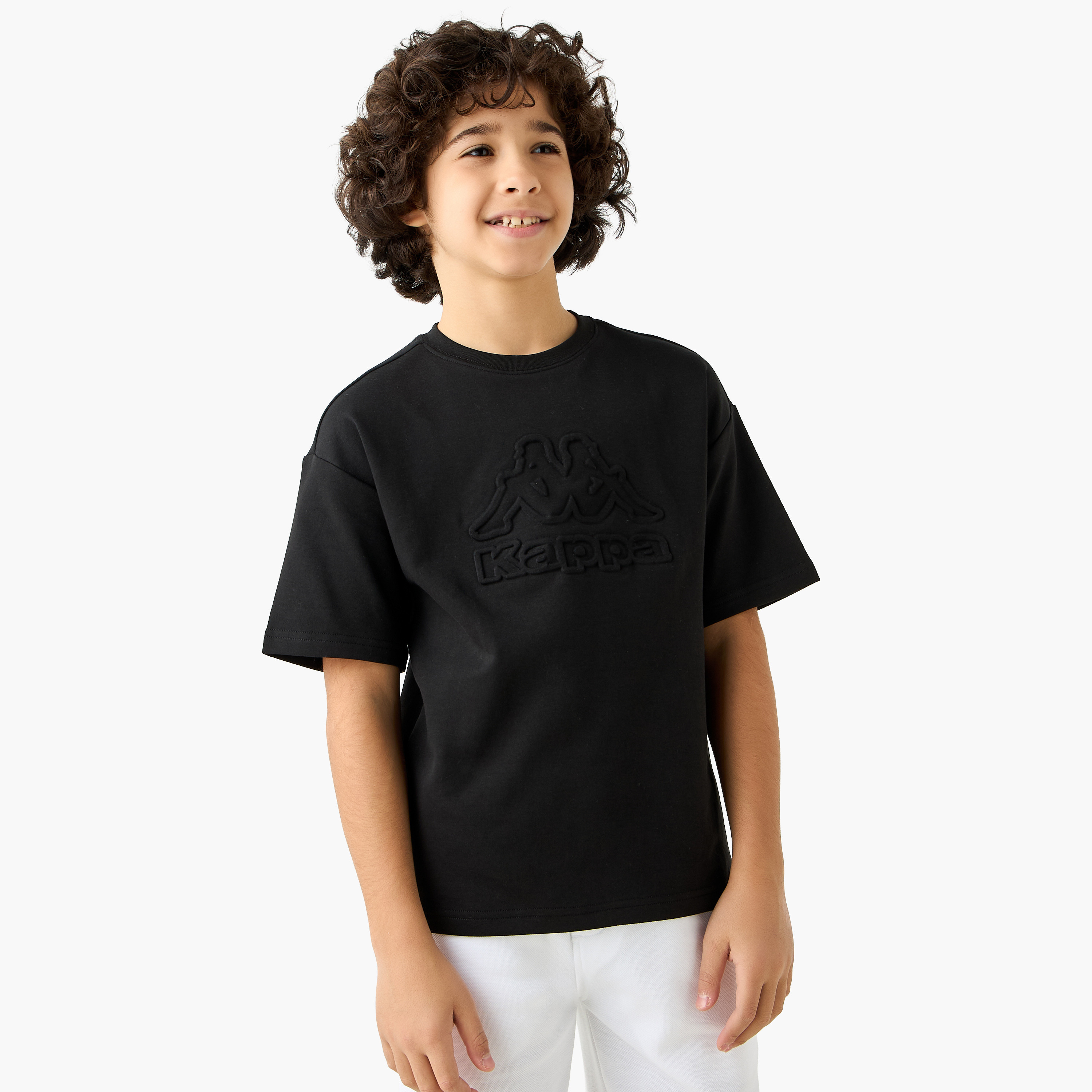 Kappa Logo Embossed T-shirt with Short Sleeves-boys-clothing-sportswear-tops-image-1