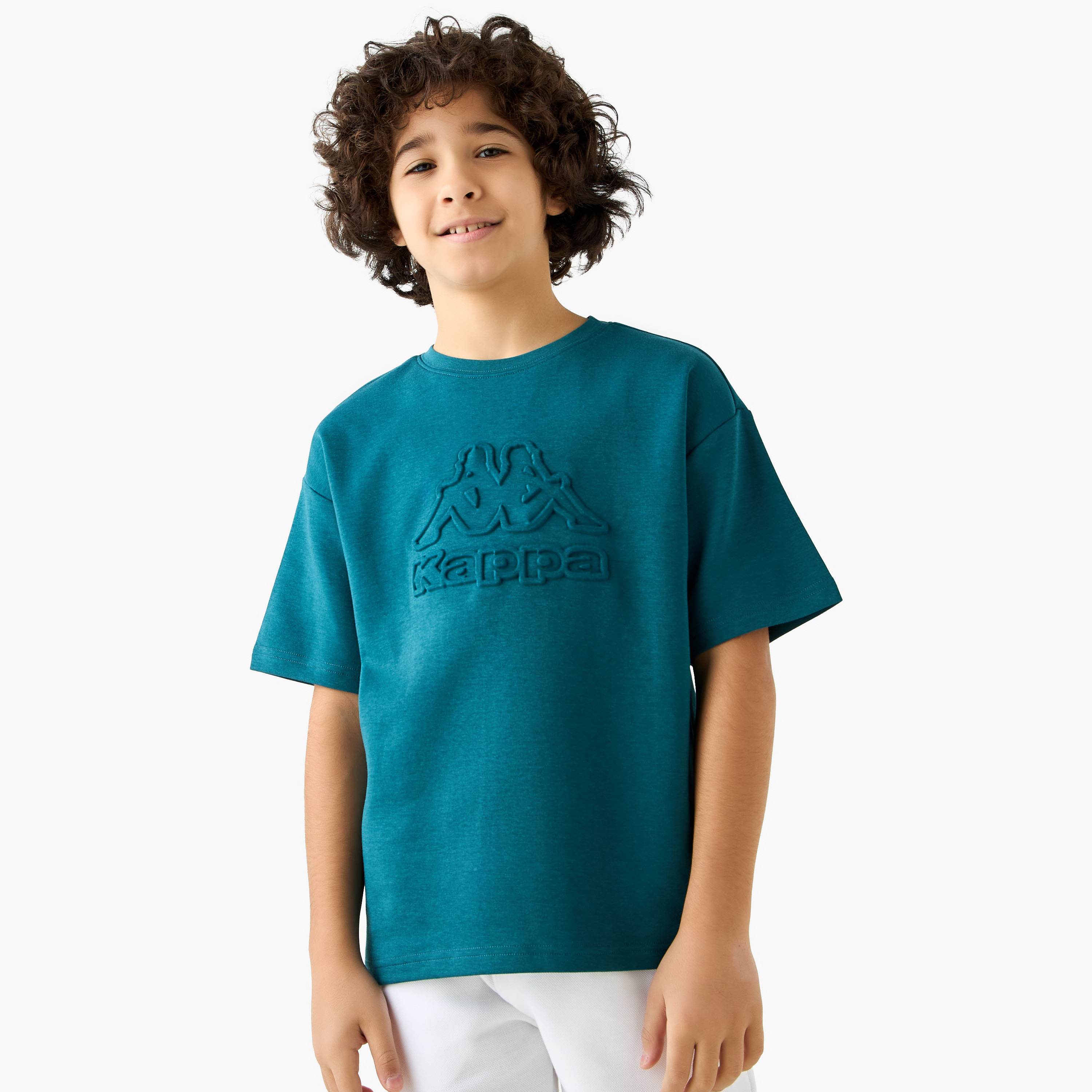 Kappa Logo Embossed T-shirt with Short Sleeves-boys-clothing-sportswear-tops-image-1