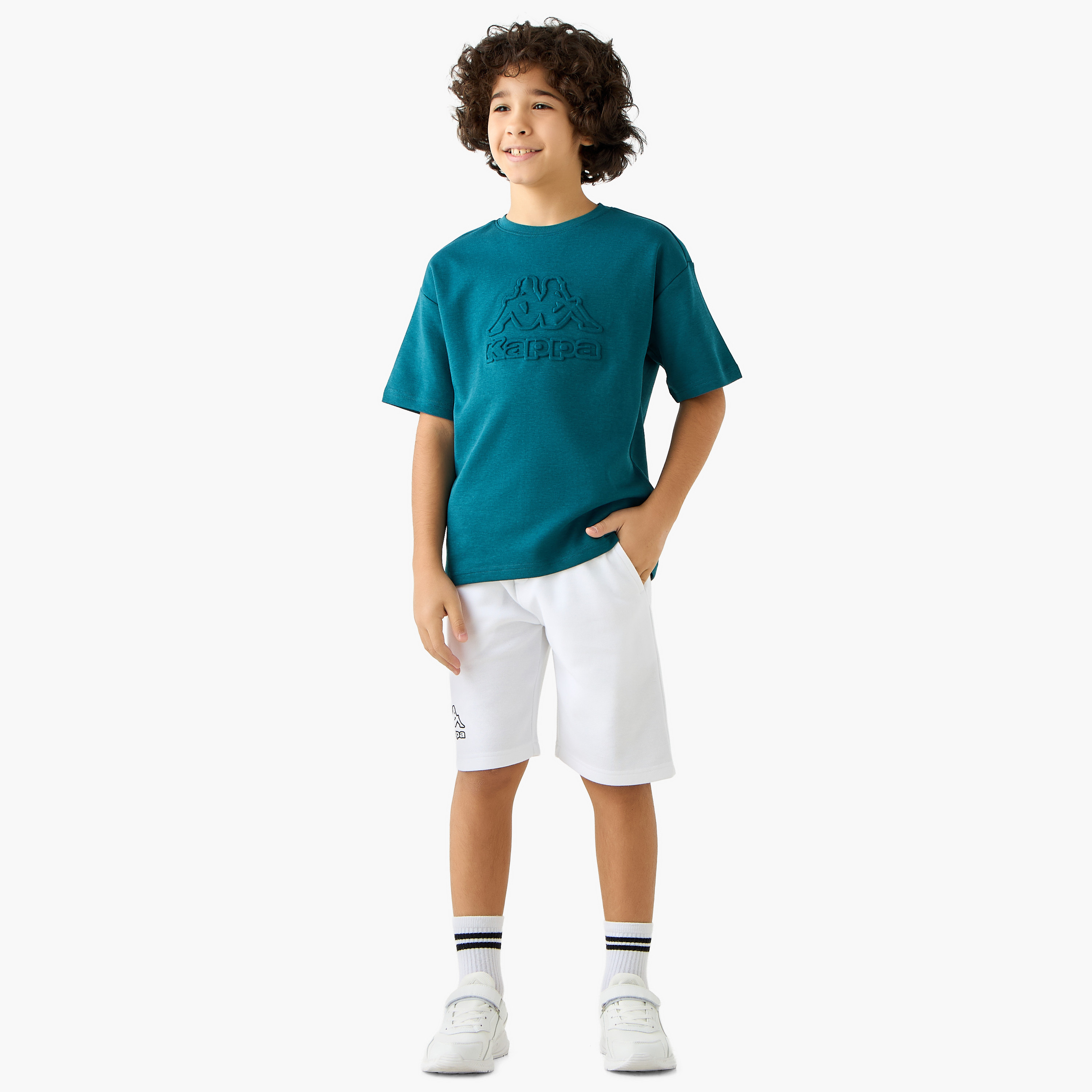 Kappa Logo Embossed T-shirt with Short Sleeves-boys-clothing-sportswear-tops-image-2