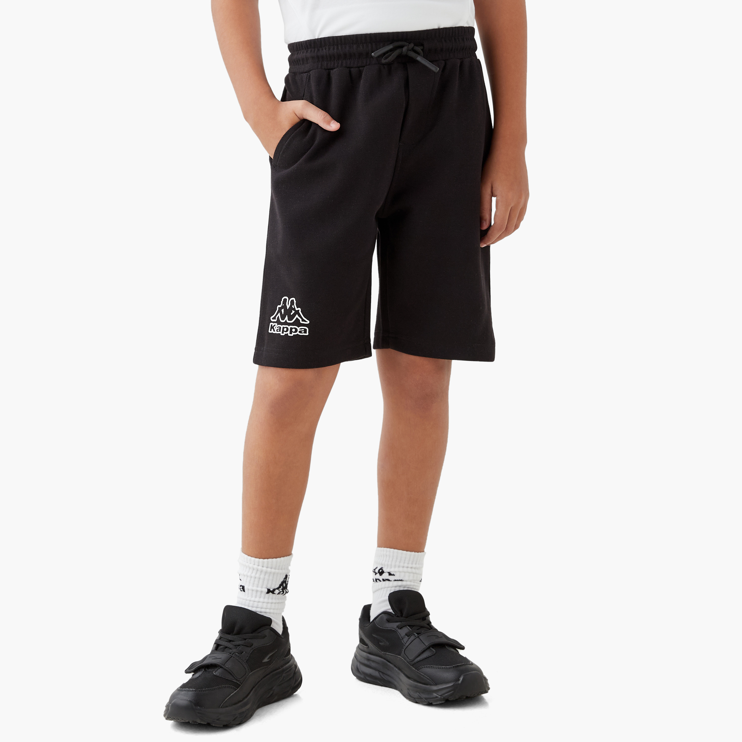 Kappa Logo Print Shorts with Drawstring Closure and Pockets-sports-boys-clothing-bottoms-shorts-image-1