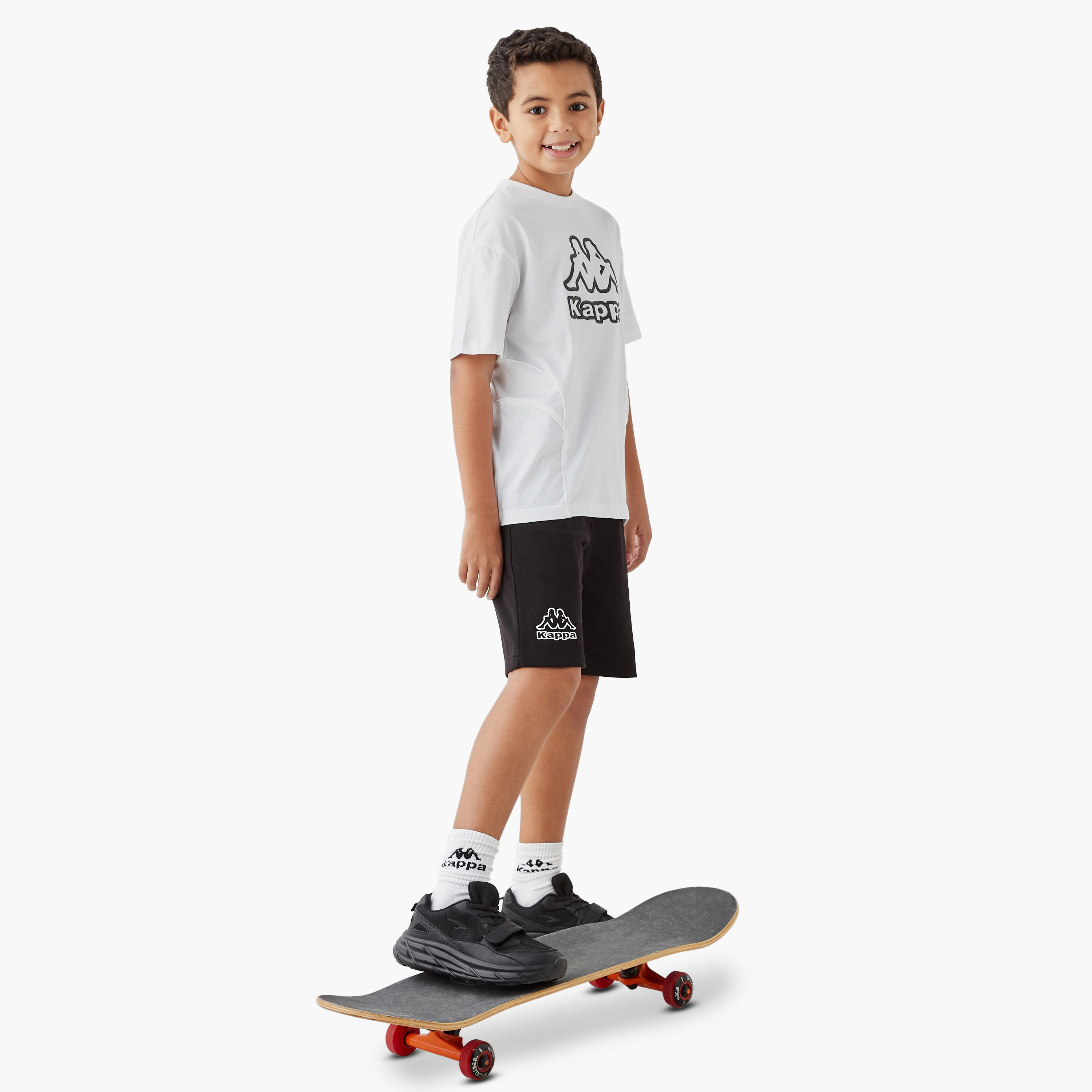 Kappa Logo Print Shorts with Drawstring Closure and Pockets-sports-boys-clothing-bottoms-shorts-image-2