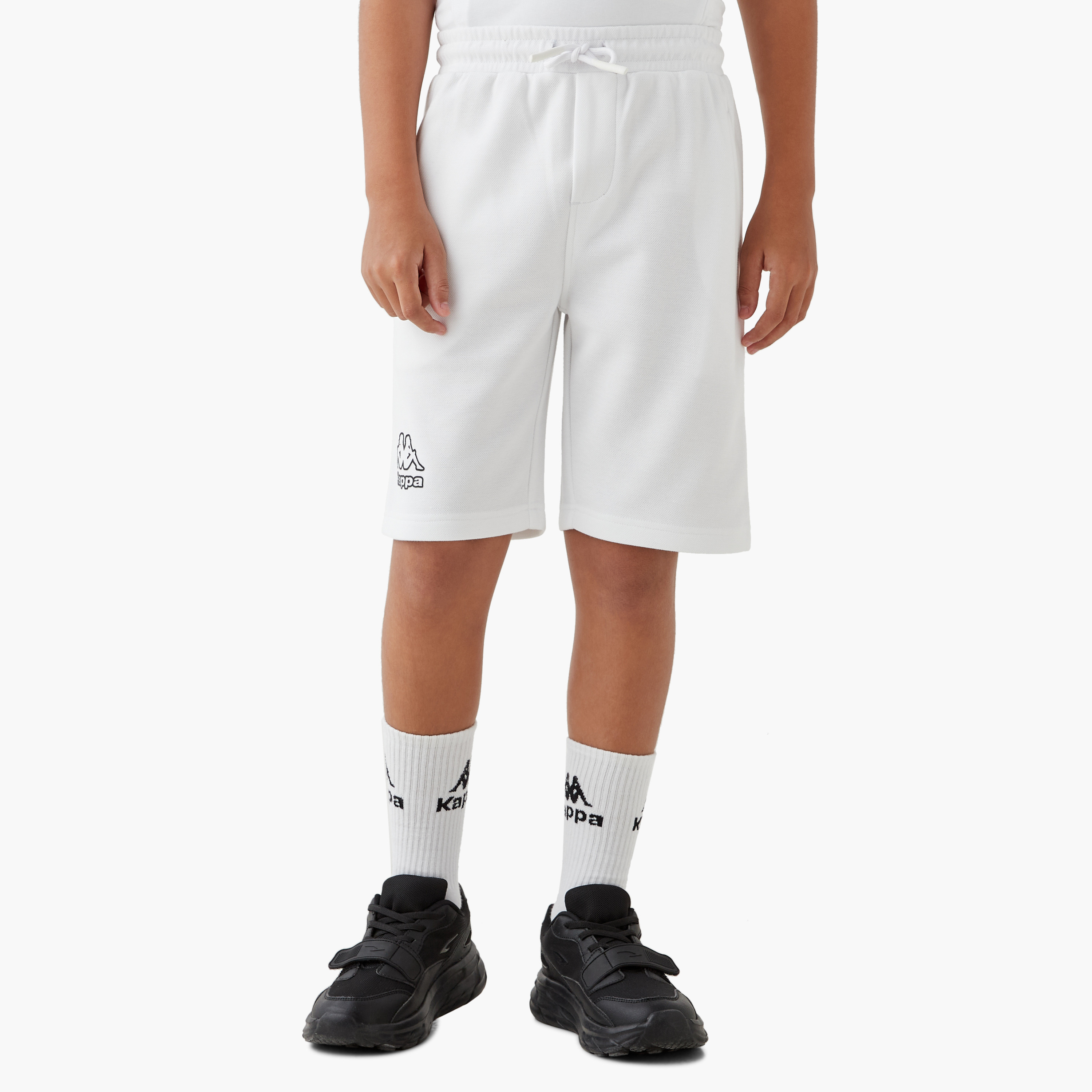 Kappa Logo Print Shorts with Drawstring Closure and Pockets-sports-boys-clothing-bottoms-shorts-image-1