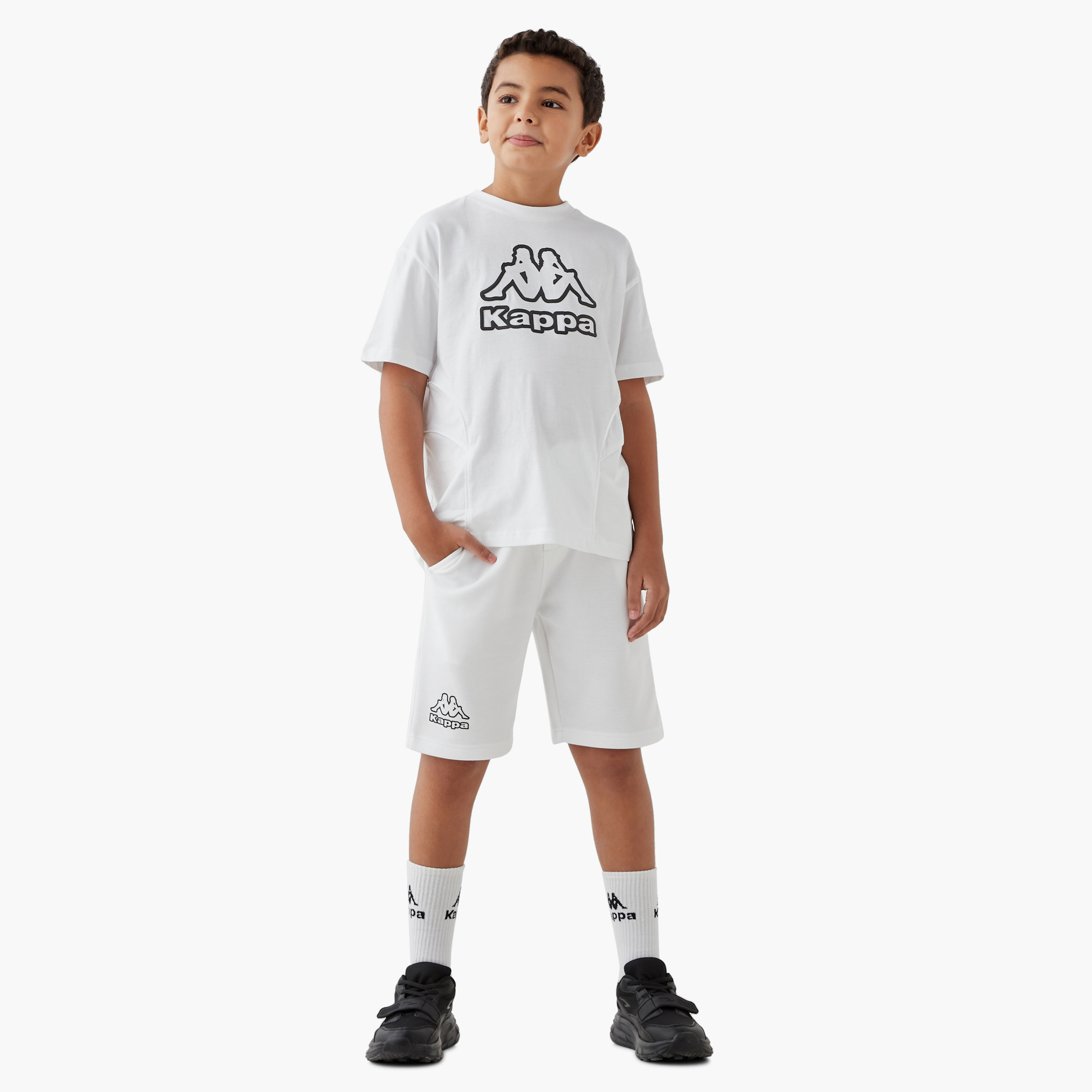 Kappa Logo Print Shorts with Drawstring Closure and Pockets-sports-boys-clothing-bottoms-shorts-image-2