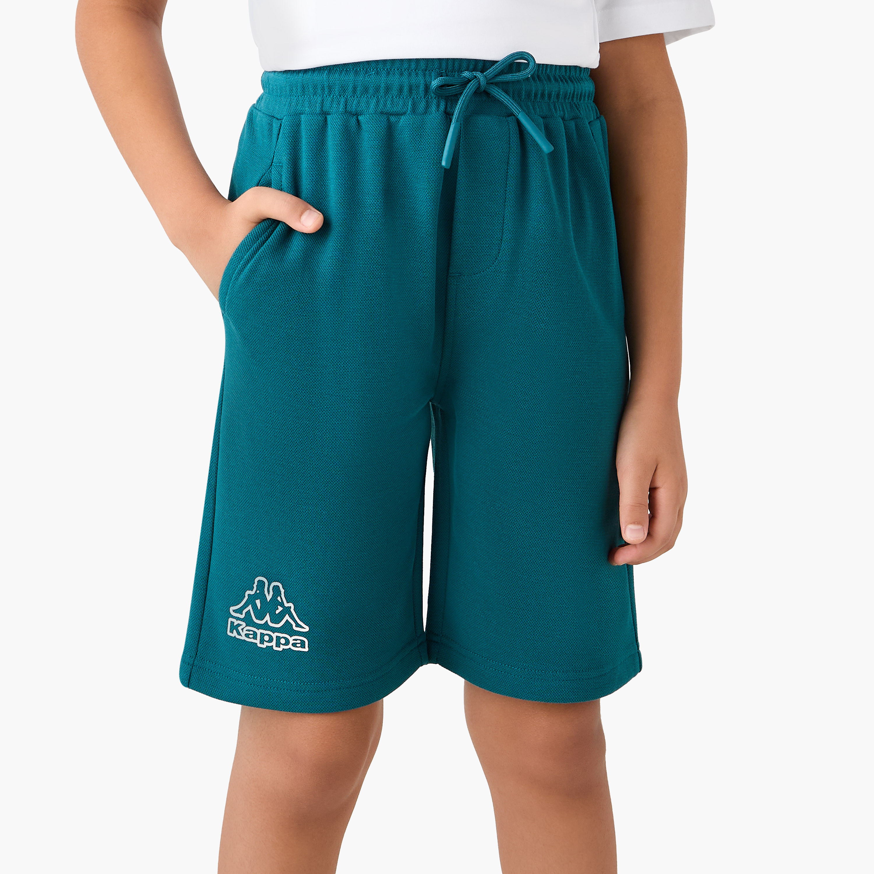 Kappa Logo Print Shorts with Drawstring Closure and Pockets-sports-boys-clothing-bottoms-shorts-image-1