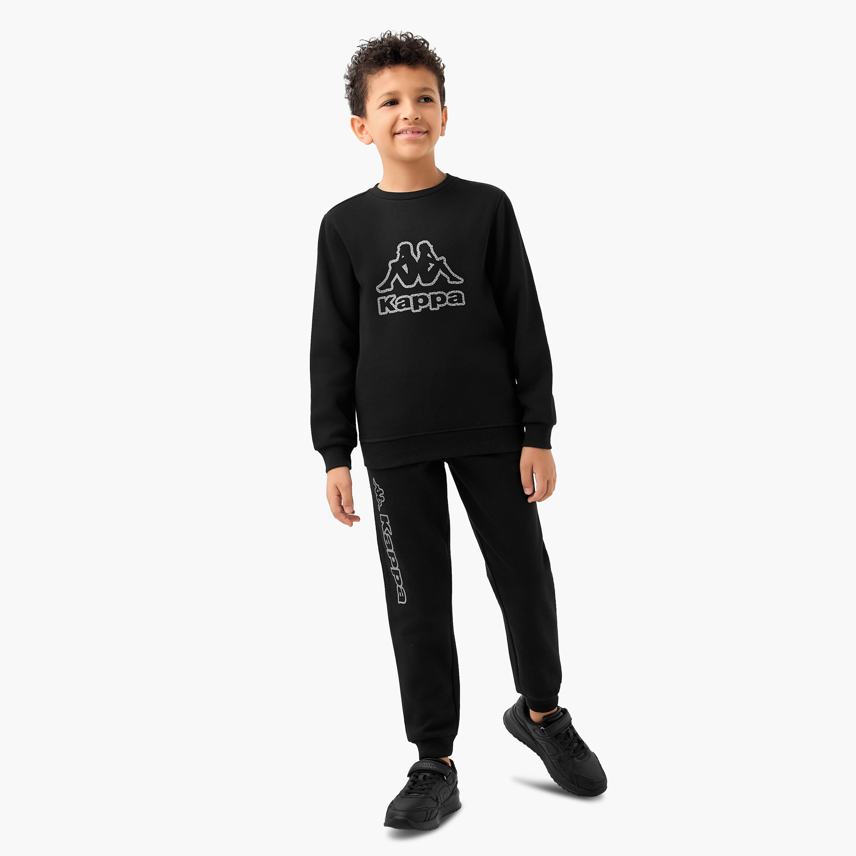 Kappa Logo Print Sweatshirt with Crew Neck and Long Sleeves-boys-clothing-sweatshirts-image-2
