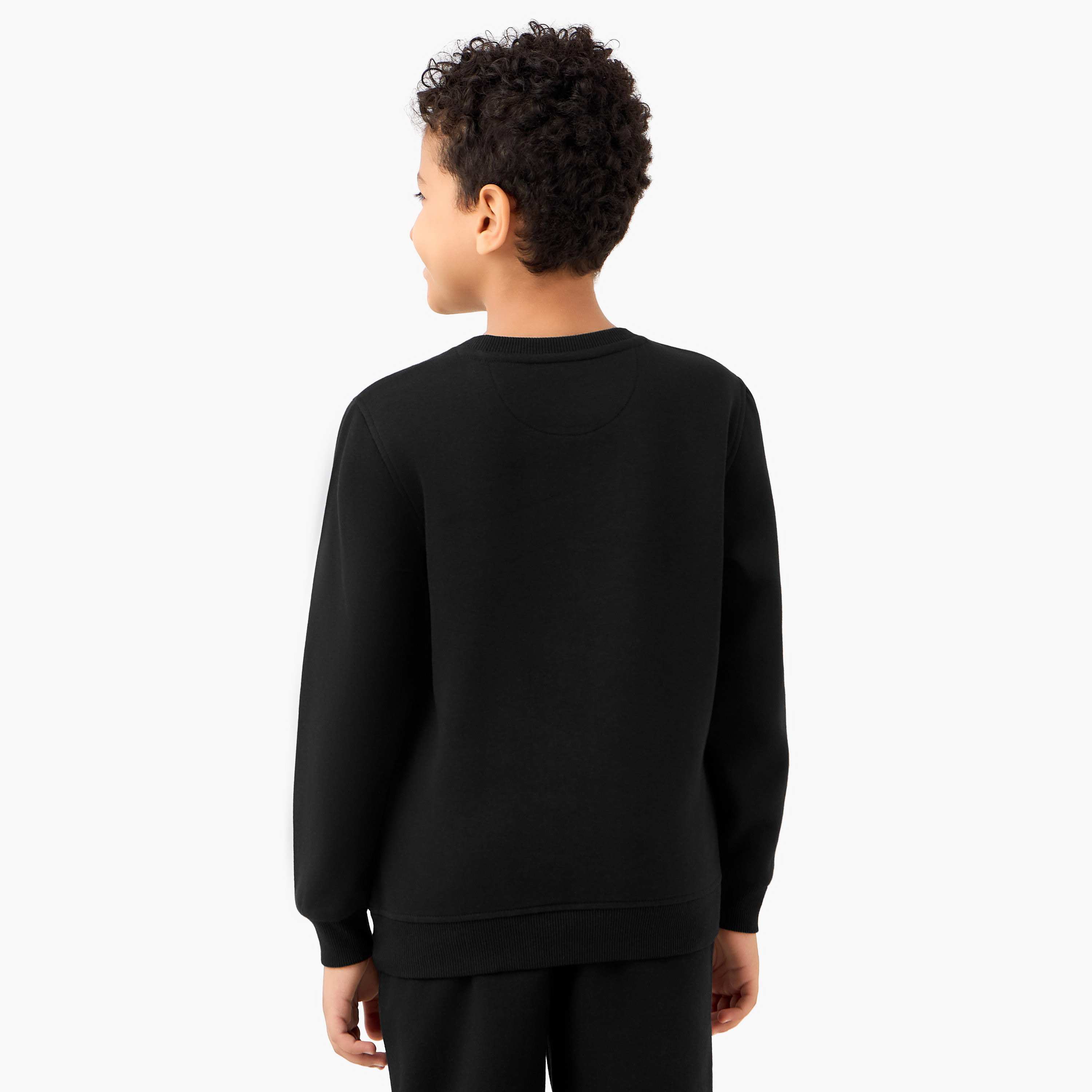 Kappa Logo Print Sweatshirt with Crew Neck and Long Sleeves-boys-clothing-sweatshirts-image-3