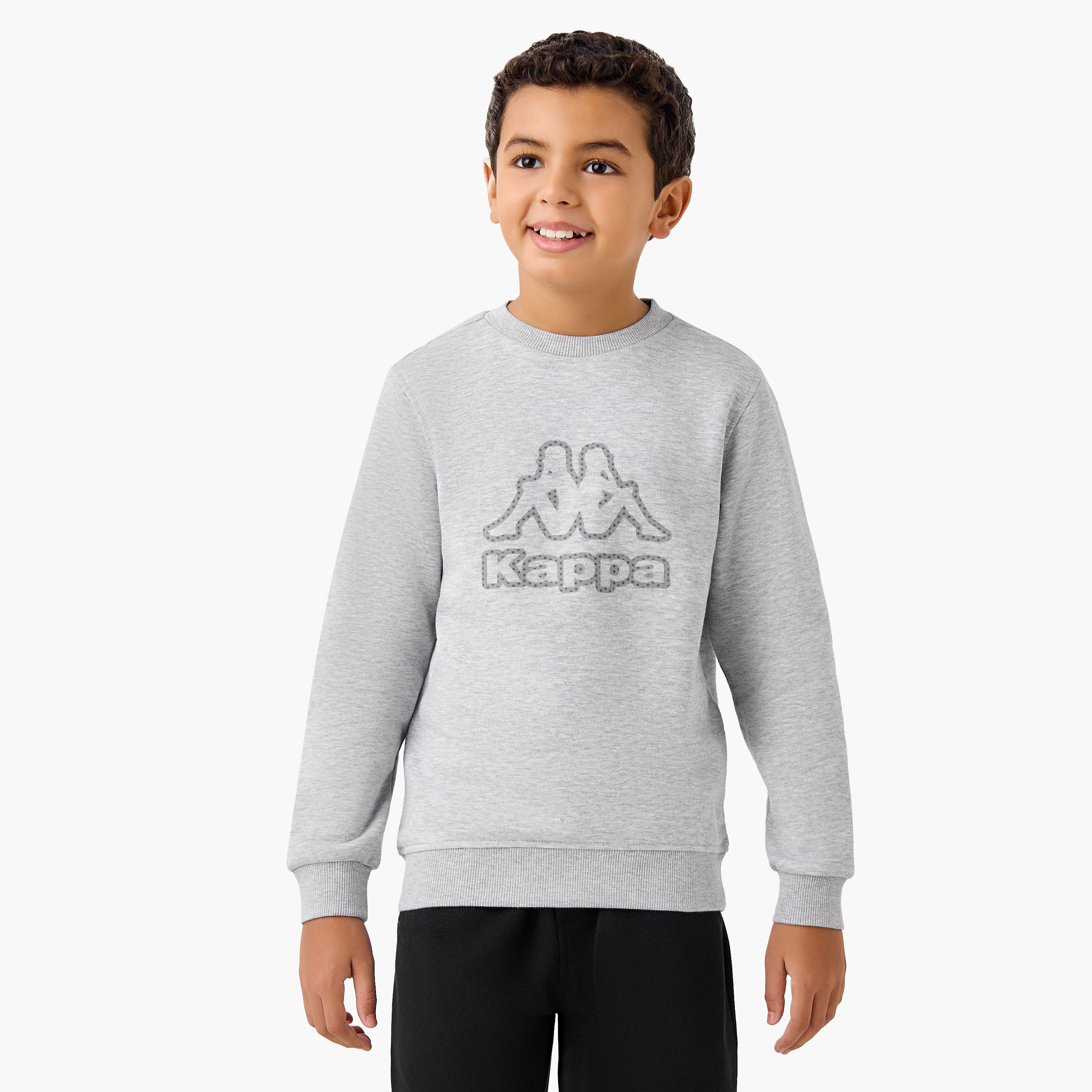 Kappa Logo Print Sweatshirt with Long Sleeves-boys-clothing-sweatshirts-image-1
