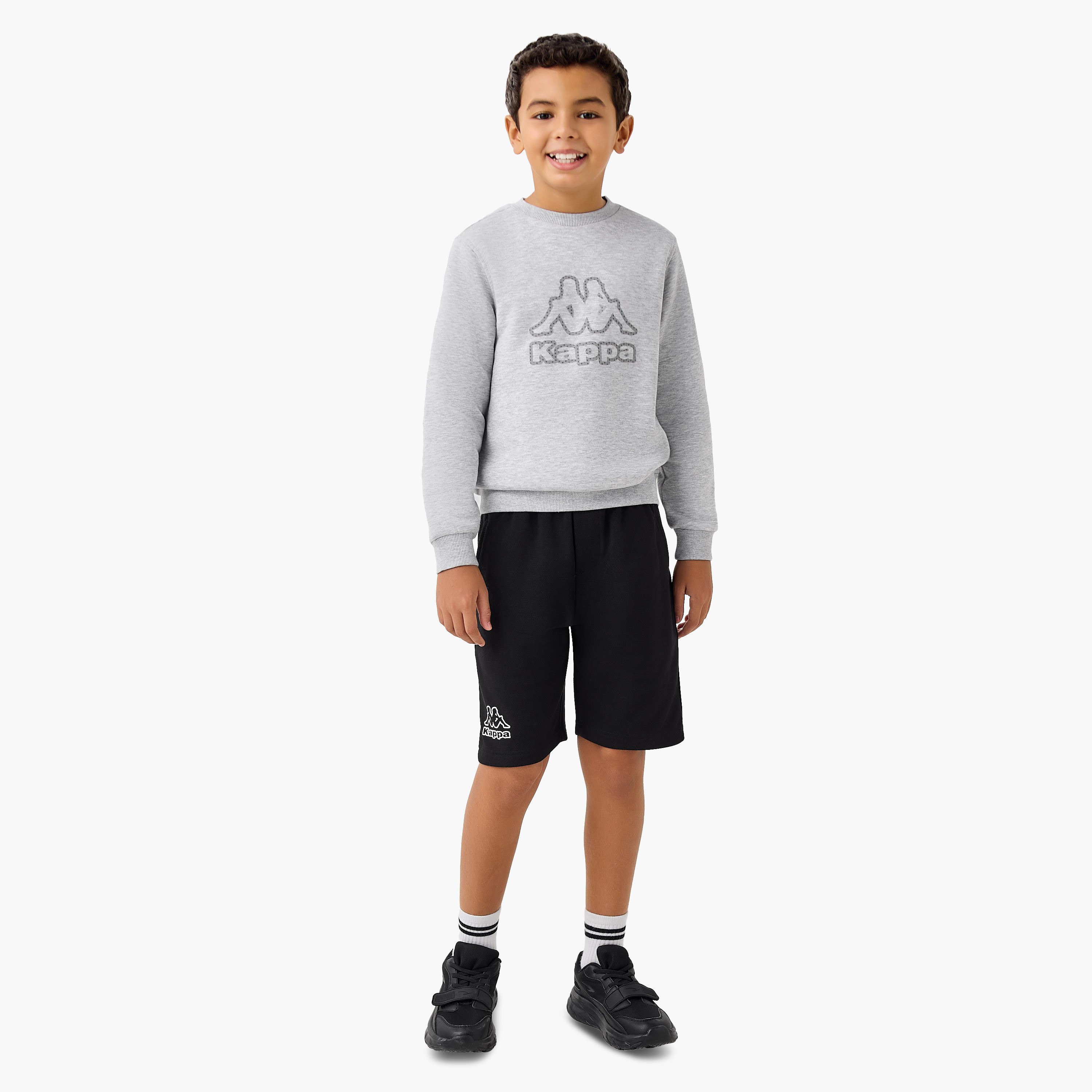 Kappa Logo Print Sweatshirt with Long Sleeves-boys-clothing-sweatshirts-image-2