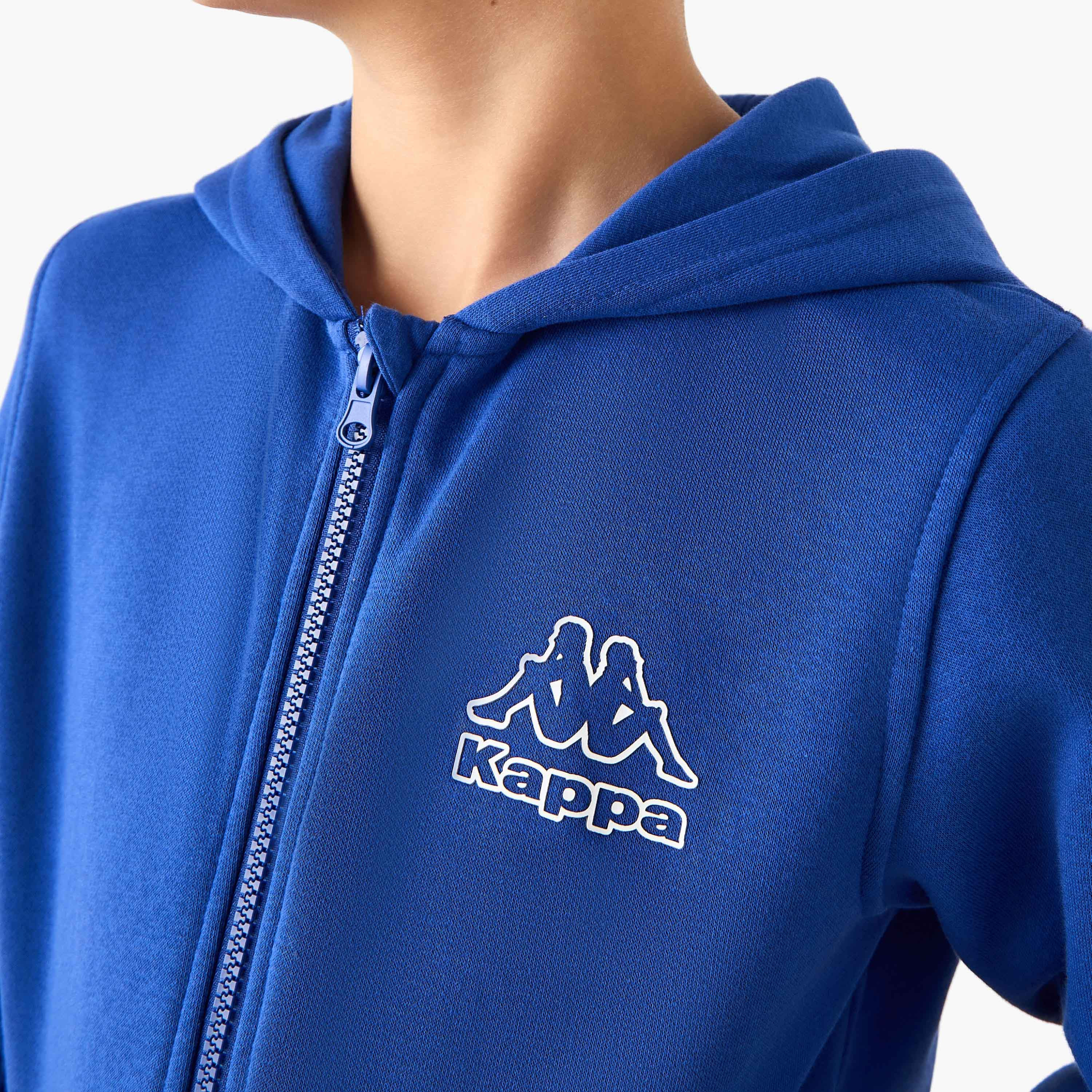 Kappa Solid Zip Through Hoodie with Long Sleeves and Kangaroo Pockets-boys-clothing-jacketsandcoats-image-4