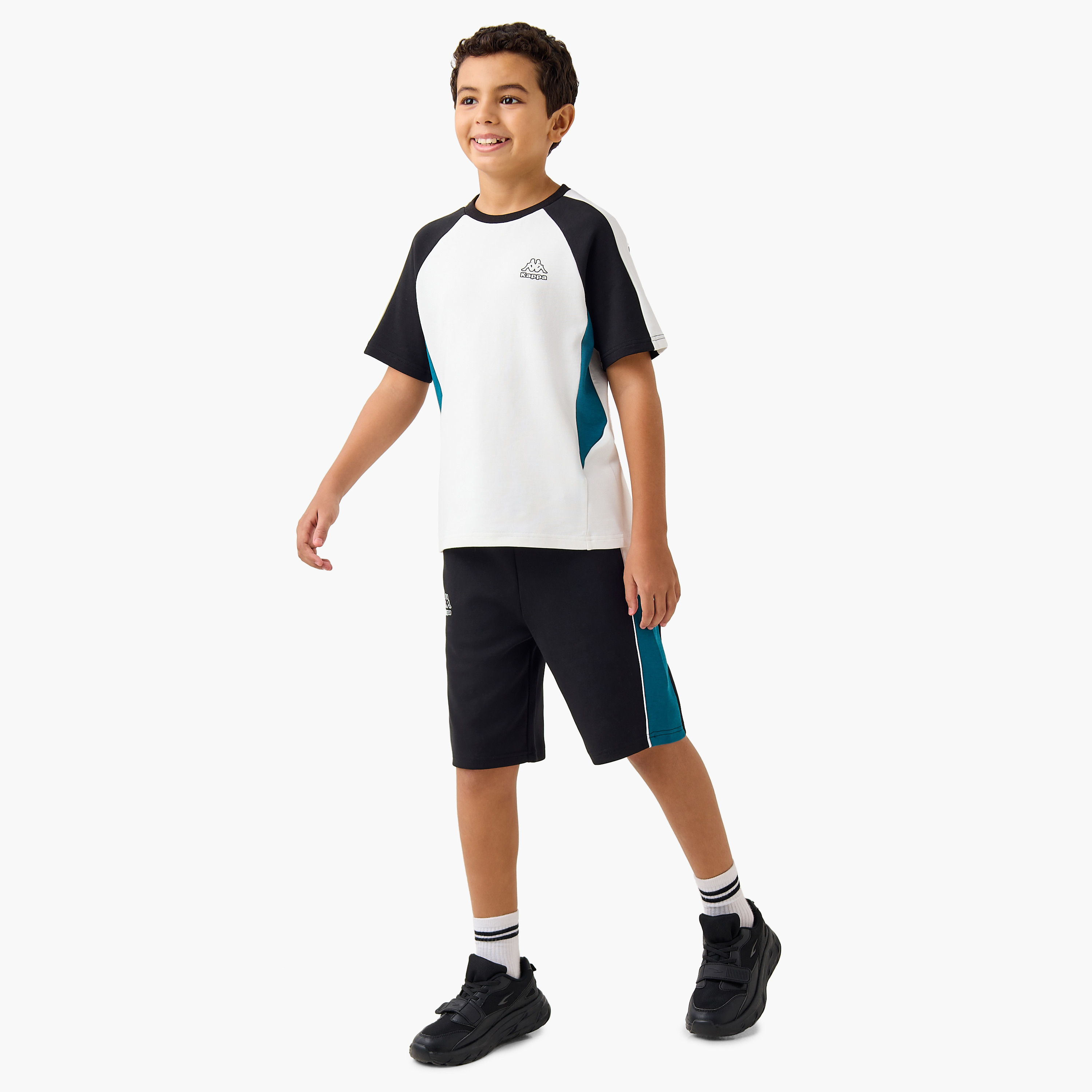 Kappa Colourblock Raglan Sleeve T-shirt and Shorts Set-boys-clothing-sportswear-sets-image-1