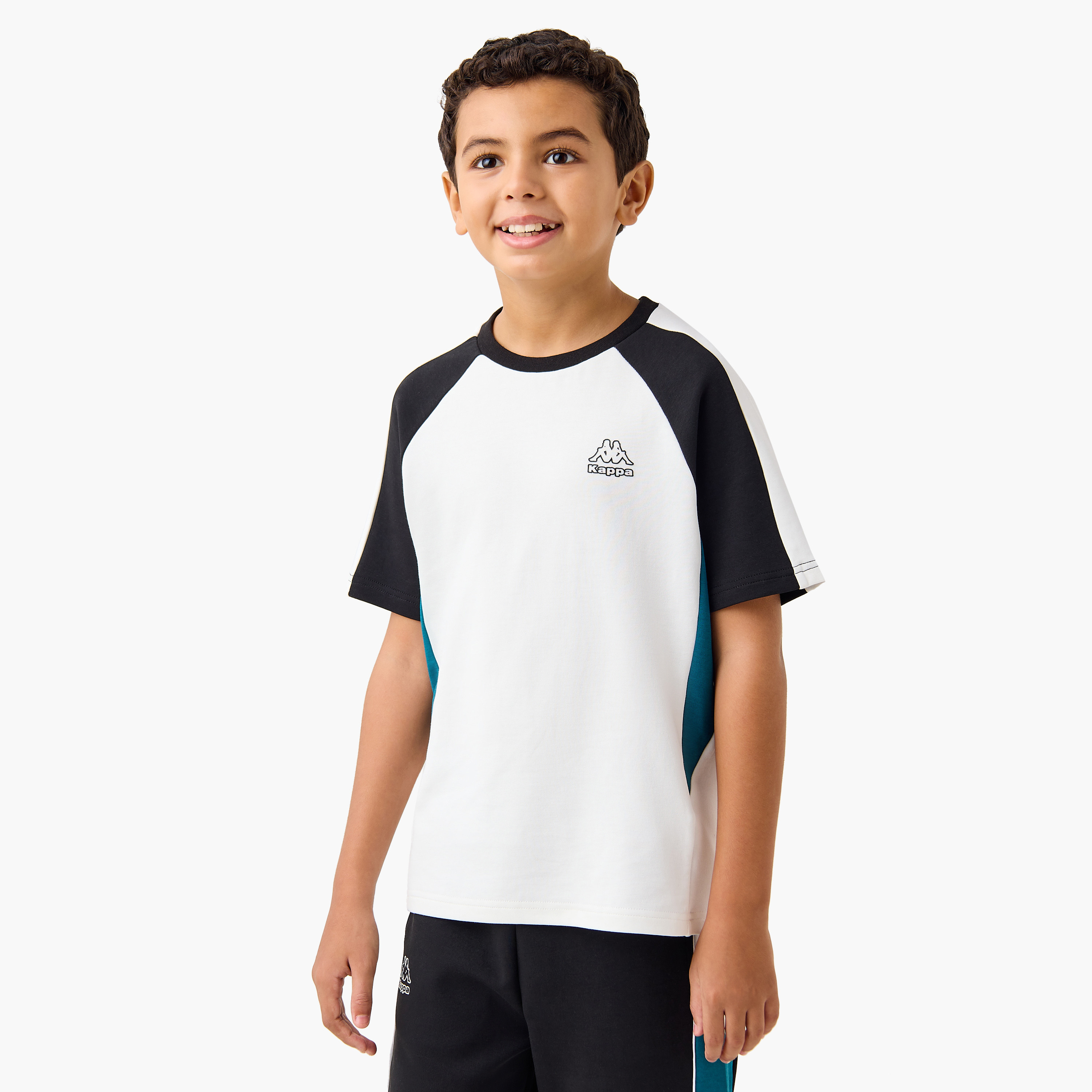 Kappa Colourblock Raglan Sleeve T-shirt and Shorts Set-boys-clothing-sportswear-sets-image-2