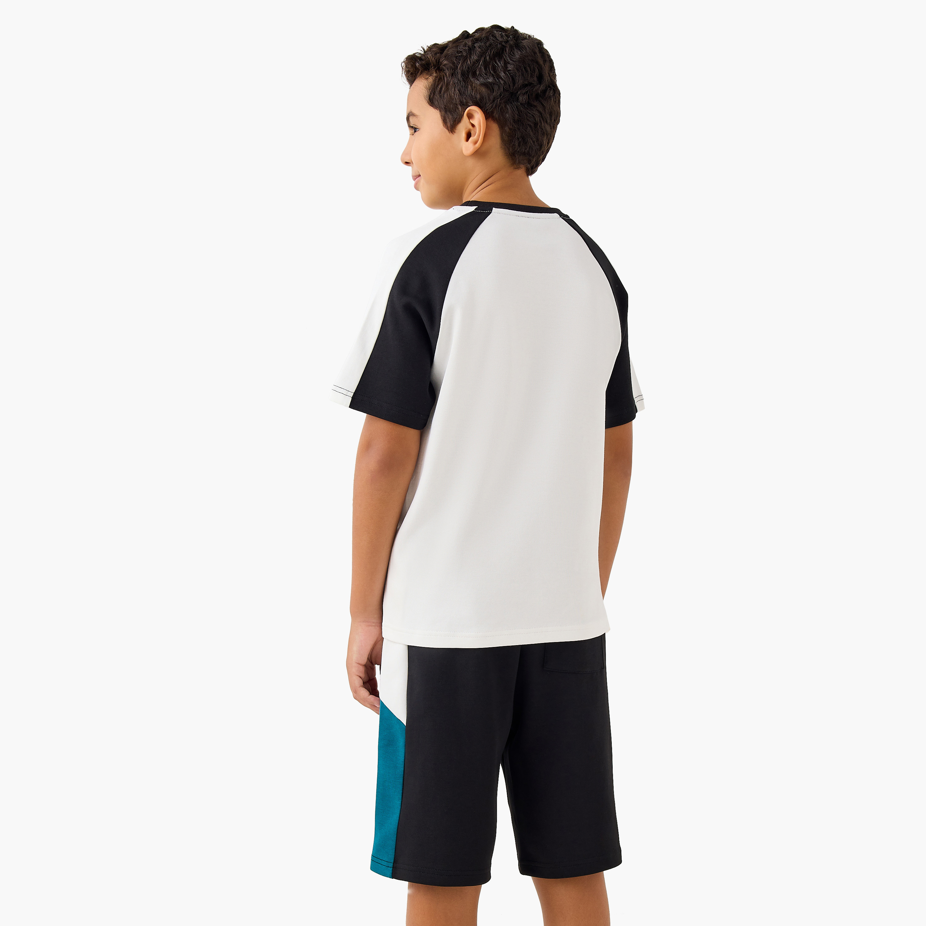 Kappa Colourblock Raglan Sleeve T-shirt and Shorts Set-boys-clothing-sportswear-sets-image-4
