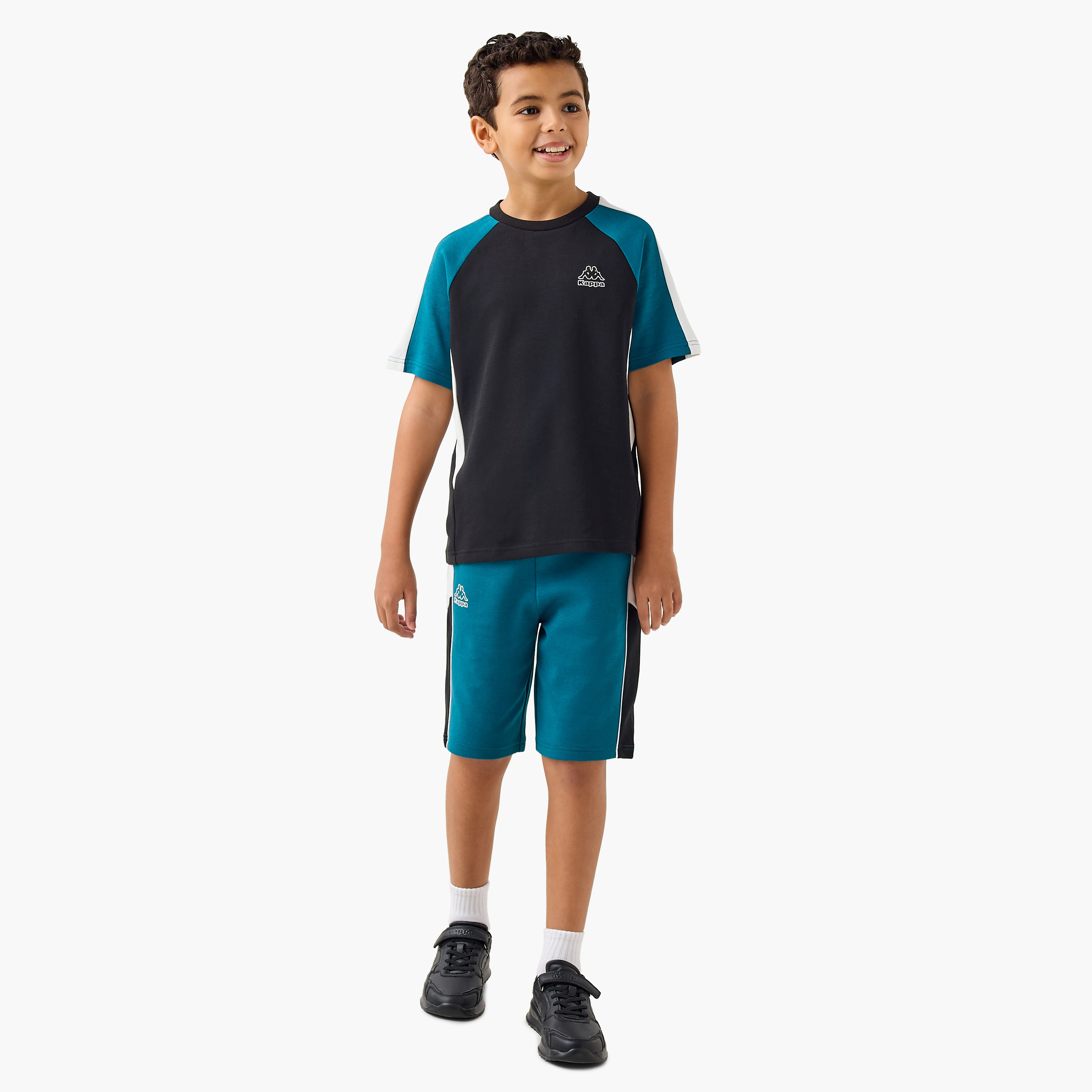 Kappa Colourblock Raglan Sleeve T-shirt and Shorts Set-boys-clothing-sportswear-sets-image-1
