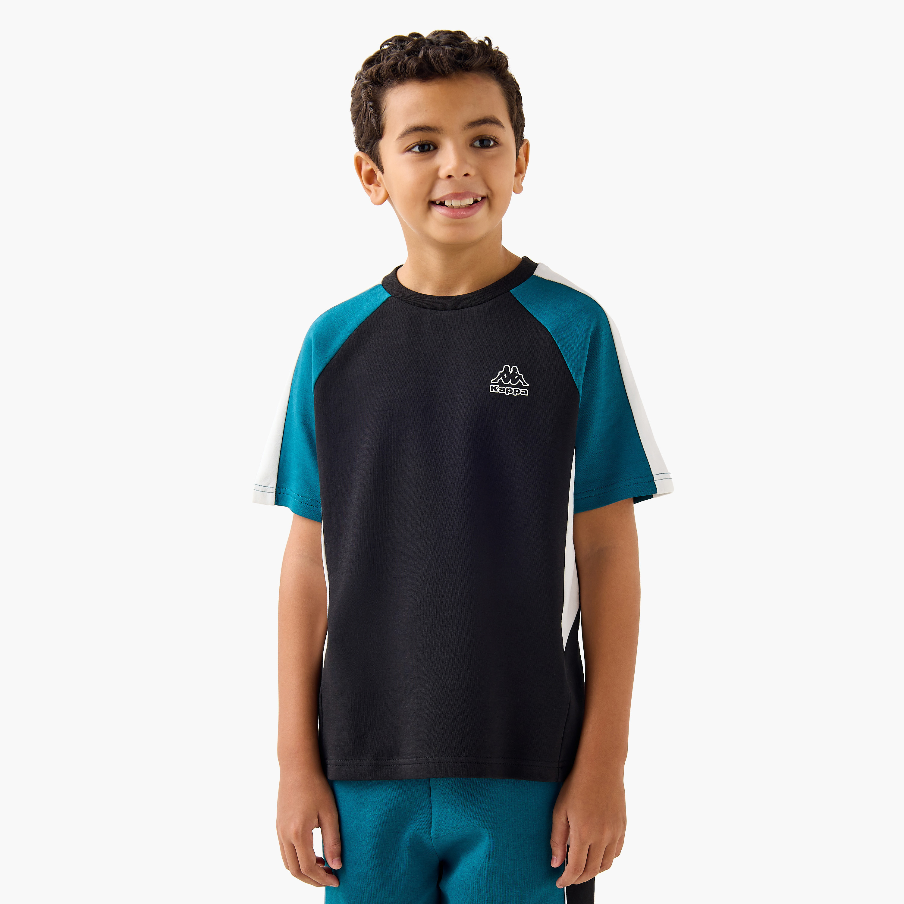 Kappa Colourblock Raglan Sleeve T-shirt and Shorts Set-boys-clothing-sportswear-sets-image-2