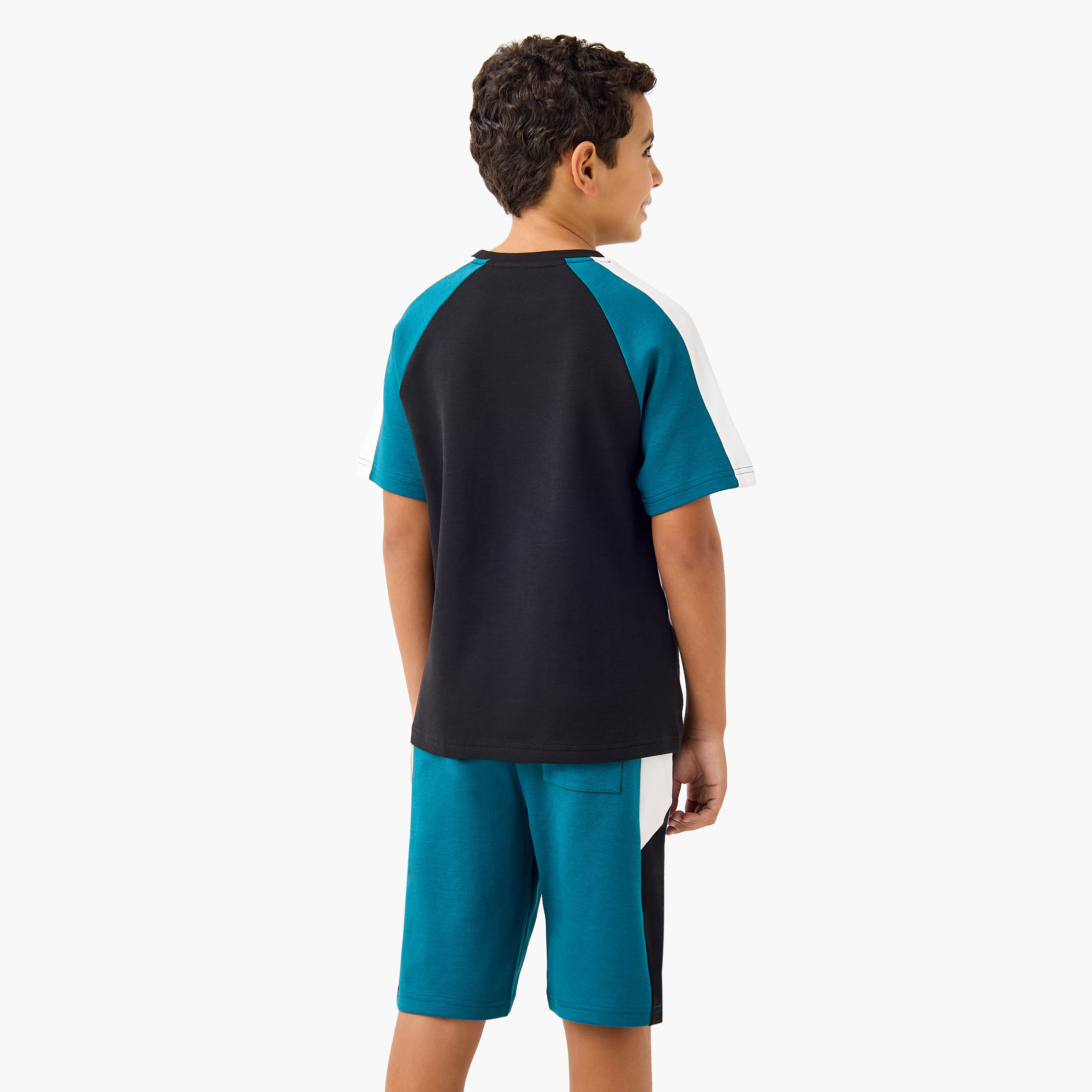 Kappa Colourblock Raglan Sleeve T-shirt and Shorts Set-boys-clothing-sportswear-sets-image-4