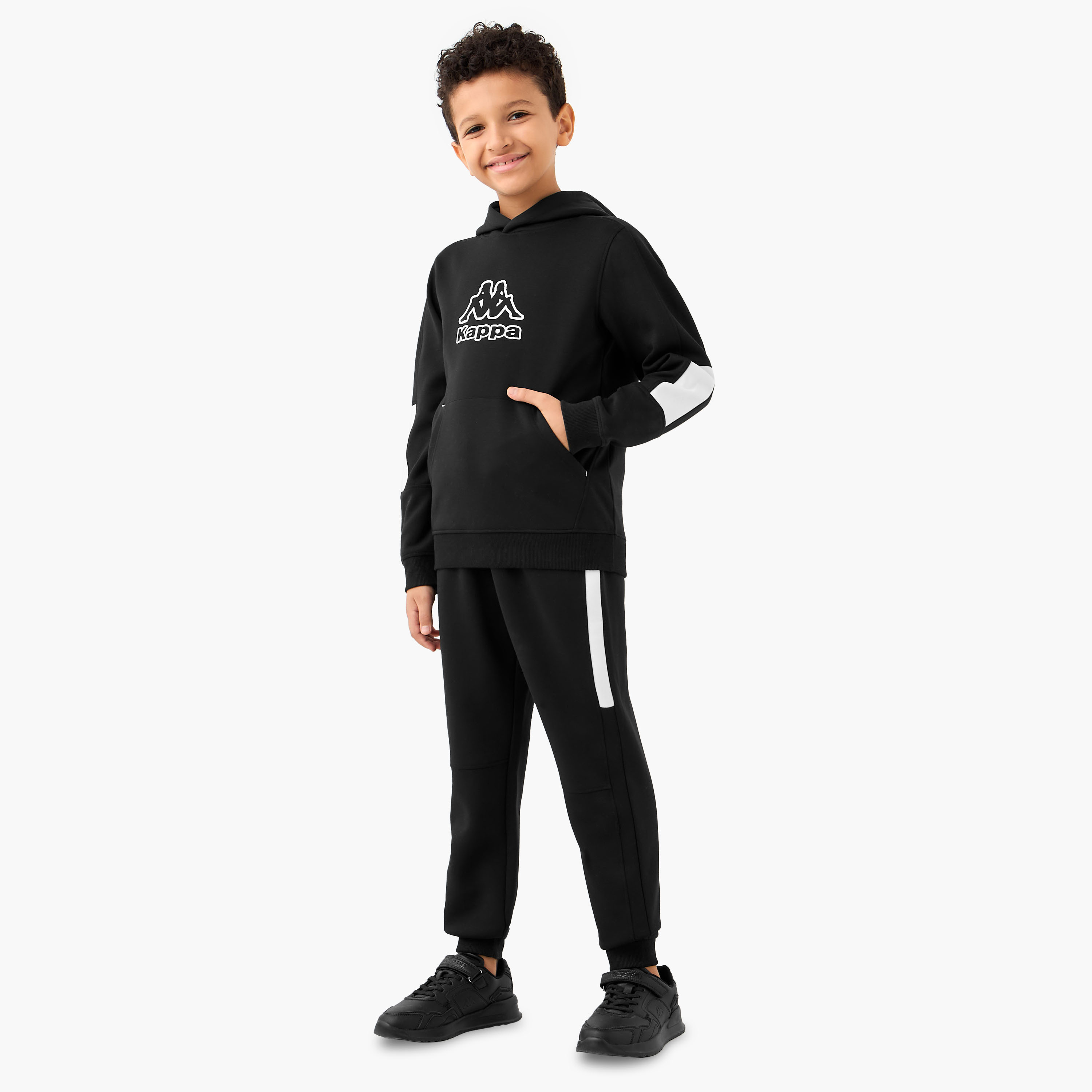 Kappa Logo Print Hooded Sweatshirt and Joggers Set-boys-clothing-sportswear-sets-image-1