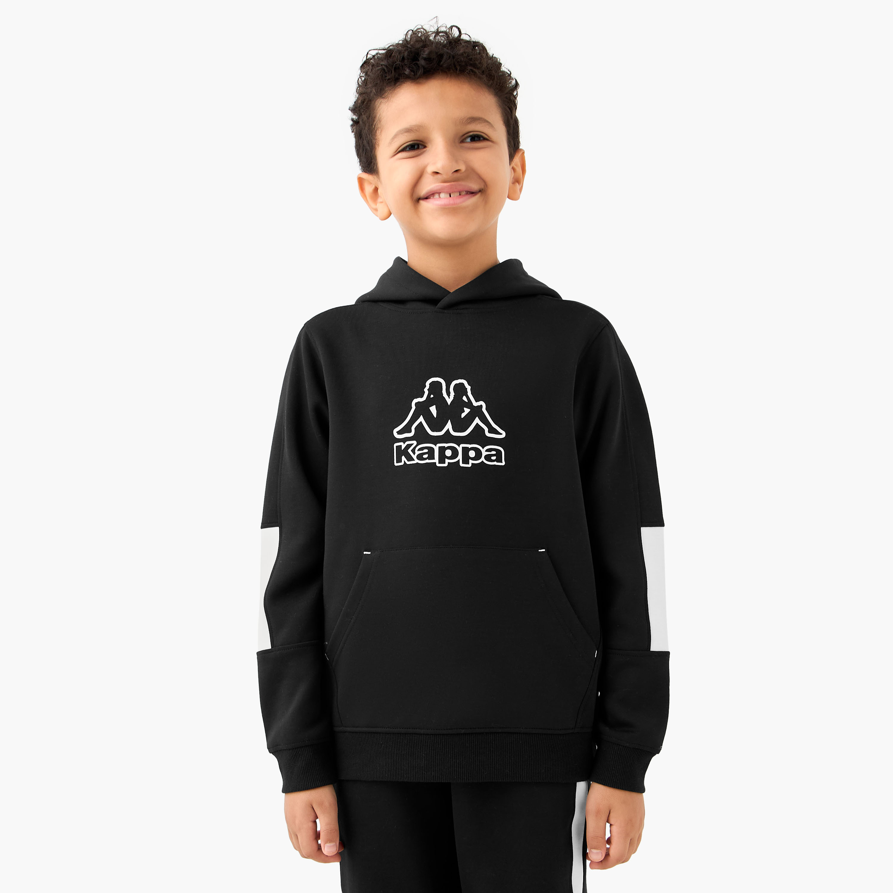 Kappa Logo Print Hooded Sweatshirt and Joggers Set-boys-clothing-sportswear-sets-image-2
