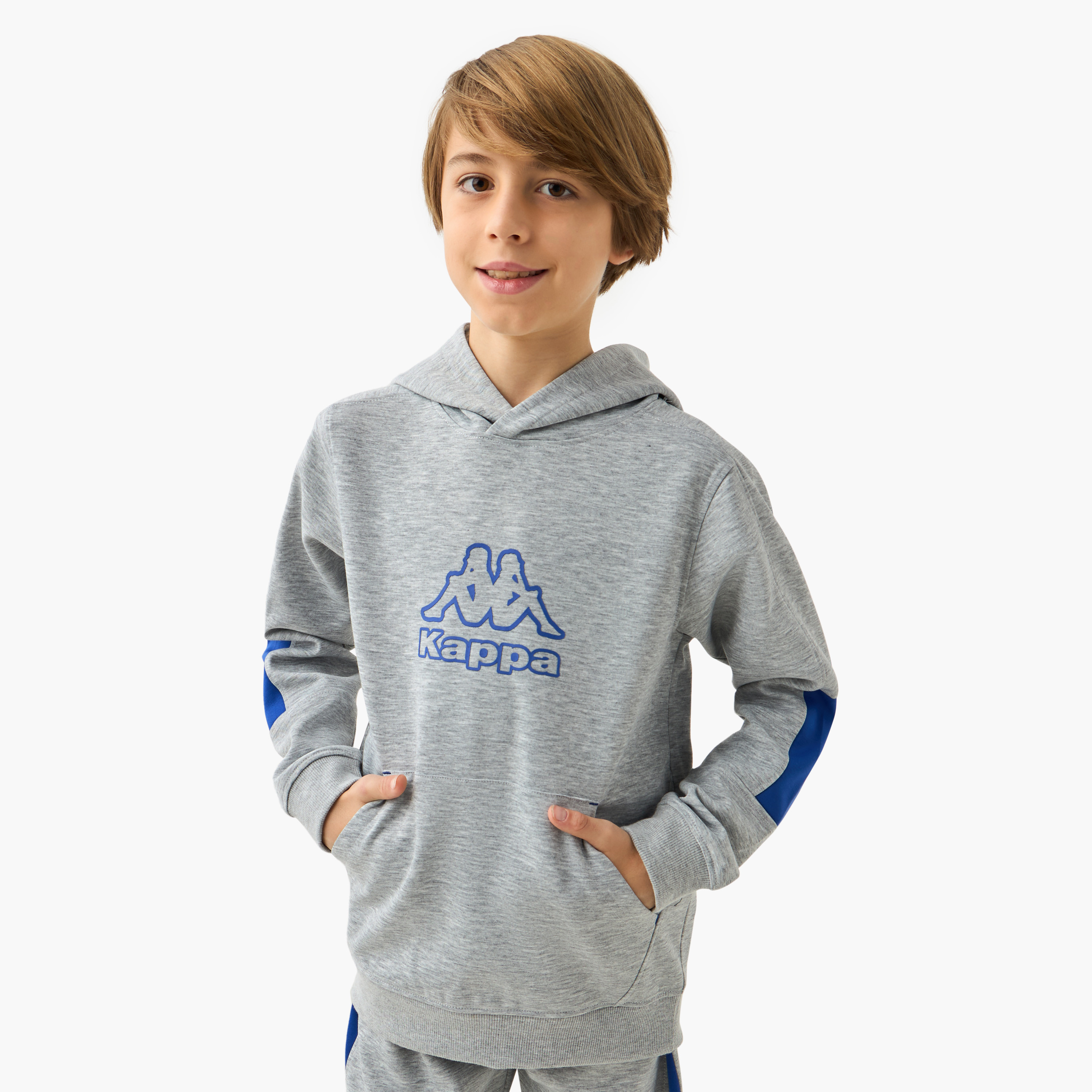 Kappa Logo Print Hooded Sweatshirt and Joggers Set-boys-clothing-setsandcoords-image-2