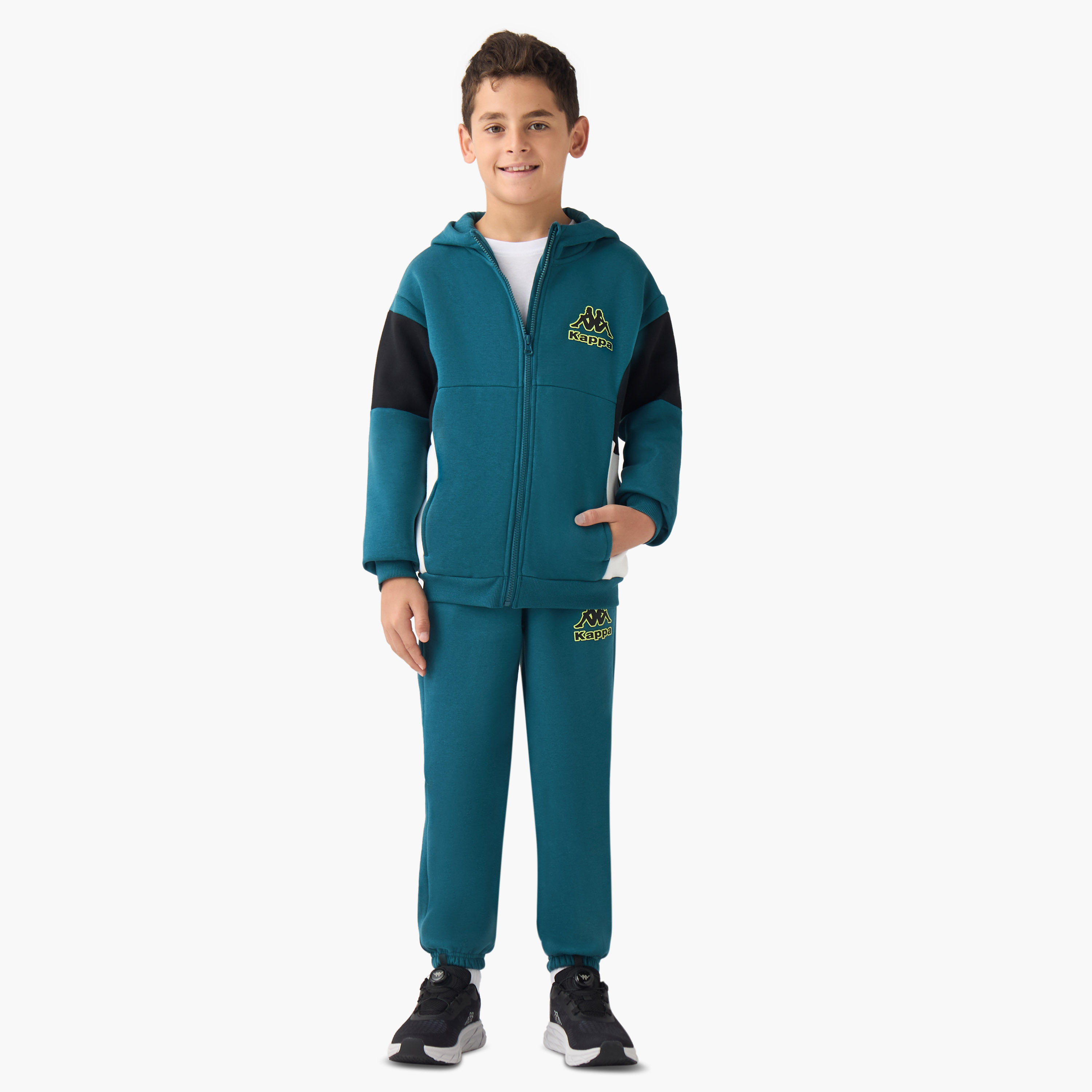 Kappa Boys Sweatshirt and Joggers Set with Logo Print - Cotton Blend - Long Sleeves - Hood-boys-clothing-sportswear-sets-image-1