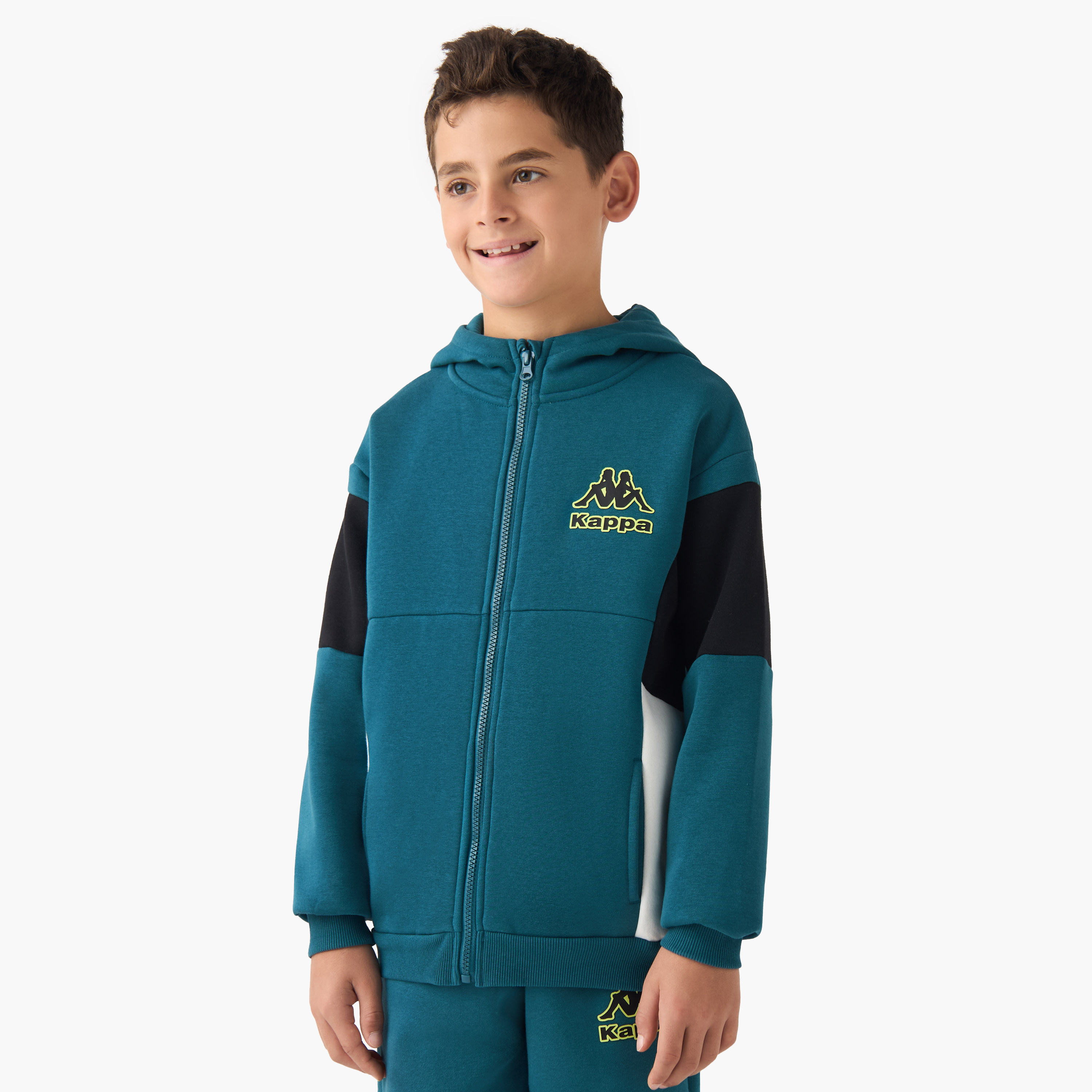 Kappa Boys Sweatshirt and Joggers Set with Logo Print - Cotton Blend - Long Sleeves - Hood-boys-clothing-sportswear-sets-image-2