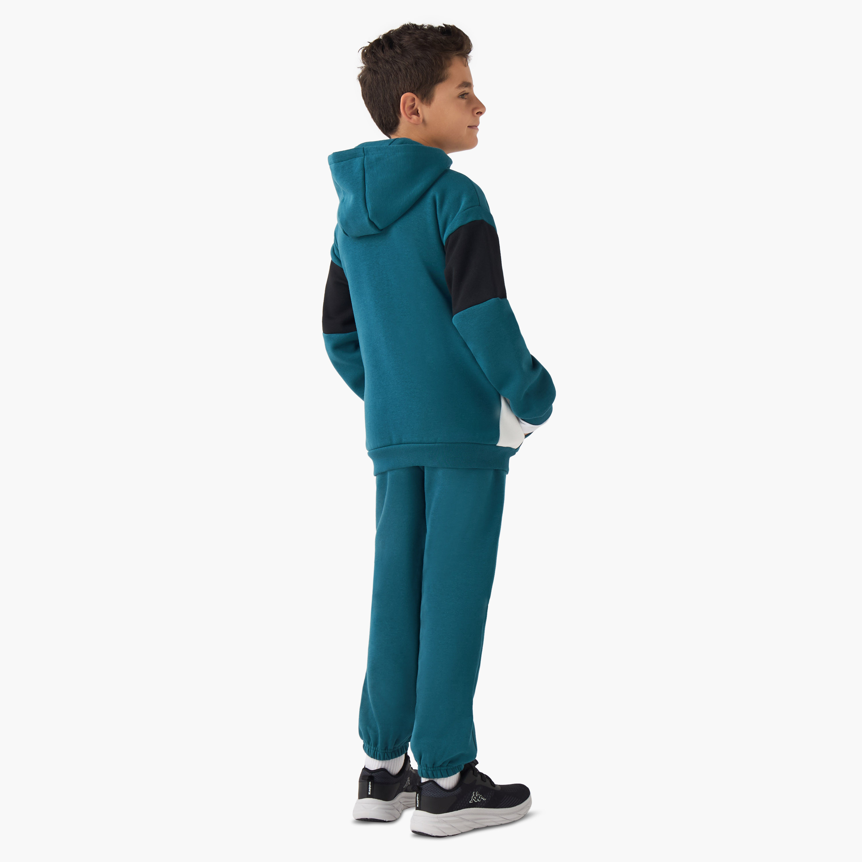 Kappa Boys Sweatshirt and Joggers Set with Logo Print - Cotton Blend - Long Sleeves - Hood-boys-clothing-sportswear-sets-image-4