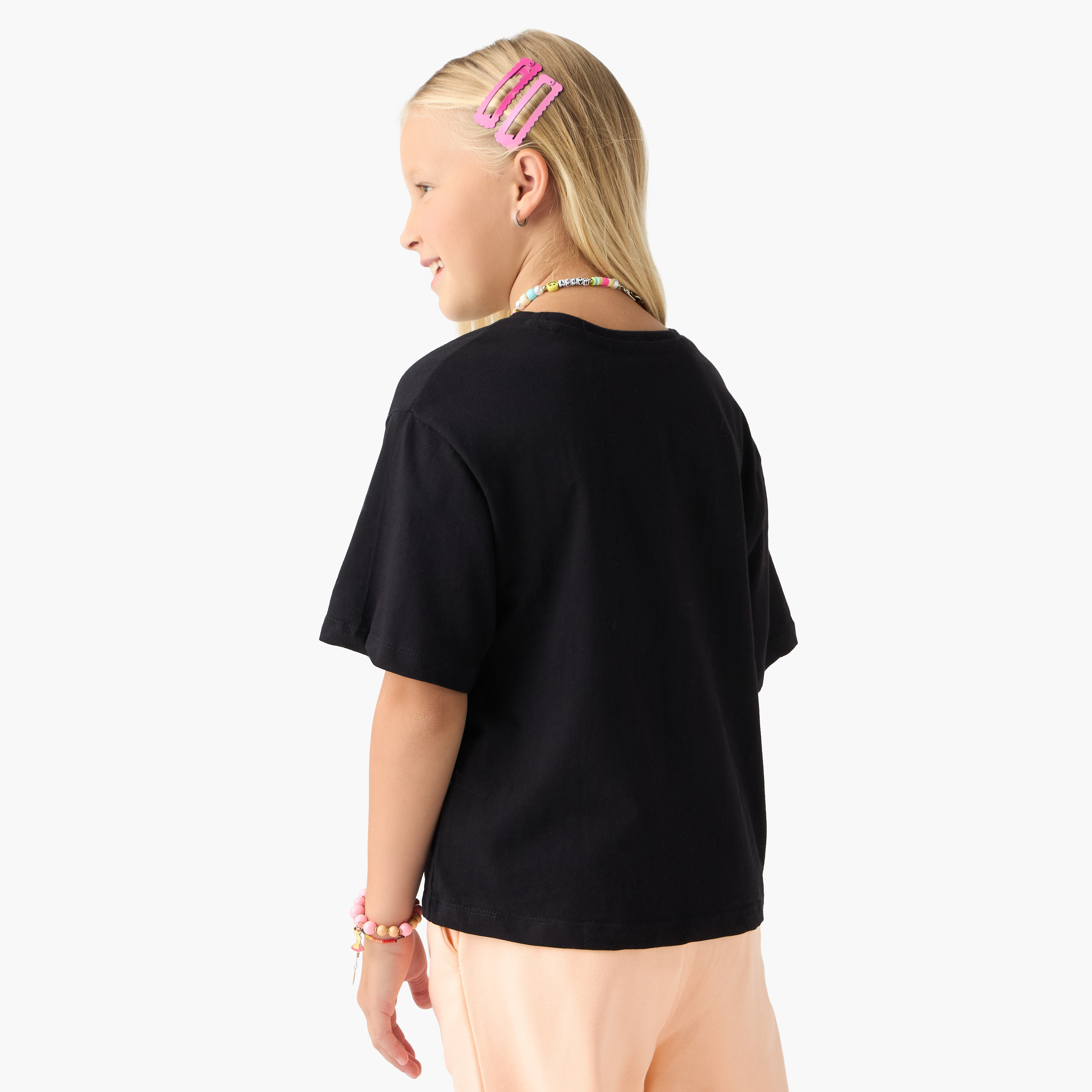تيشيرت بنات بياقة مستديرة بطبعات فراشات - قطن - أكمام قصيرة من جونيورز-girls-clothing-tshirts-image-3