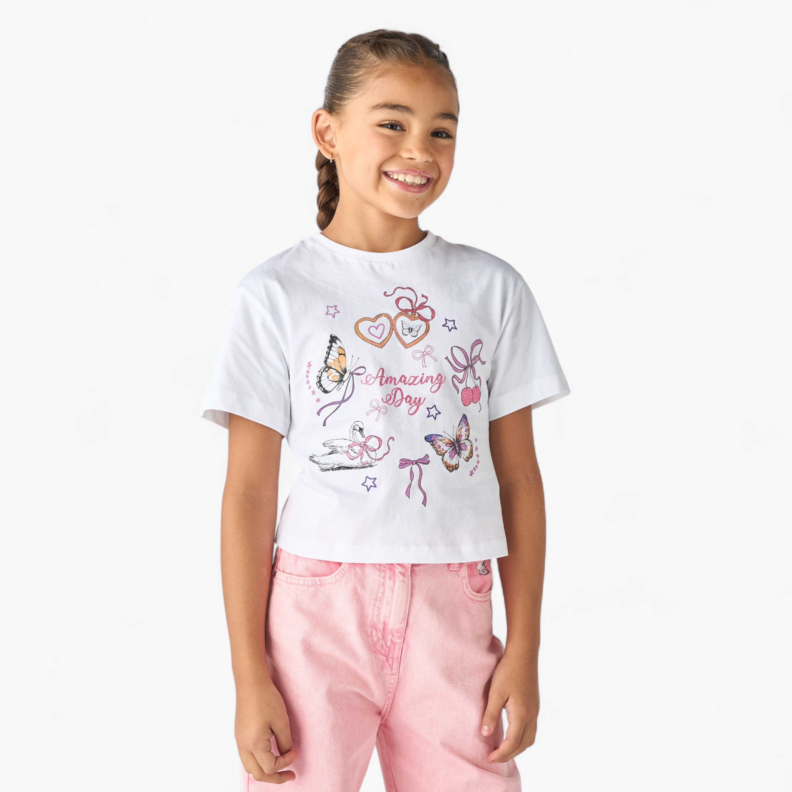 Juniors Graphic Print T-shirt-girls-clothing-tshirts-image-1
