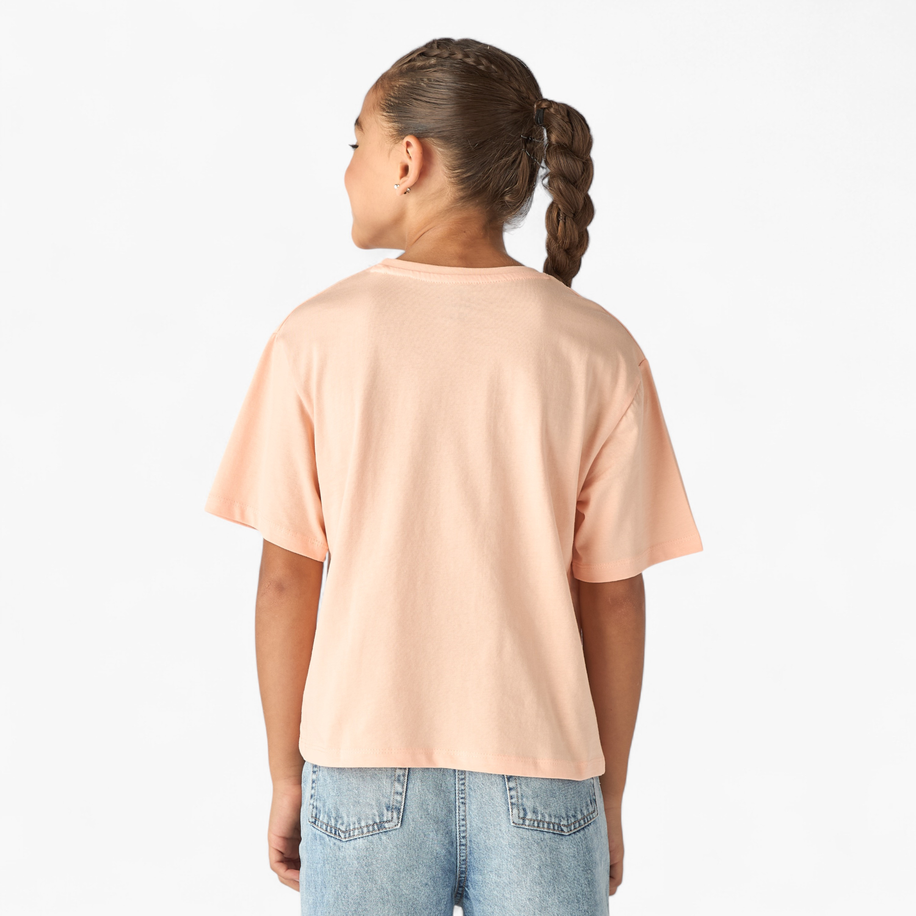 Juniors Floral Embellished T-shirt with Short Sleeves-girls-clothing-tshirts-image-3