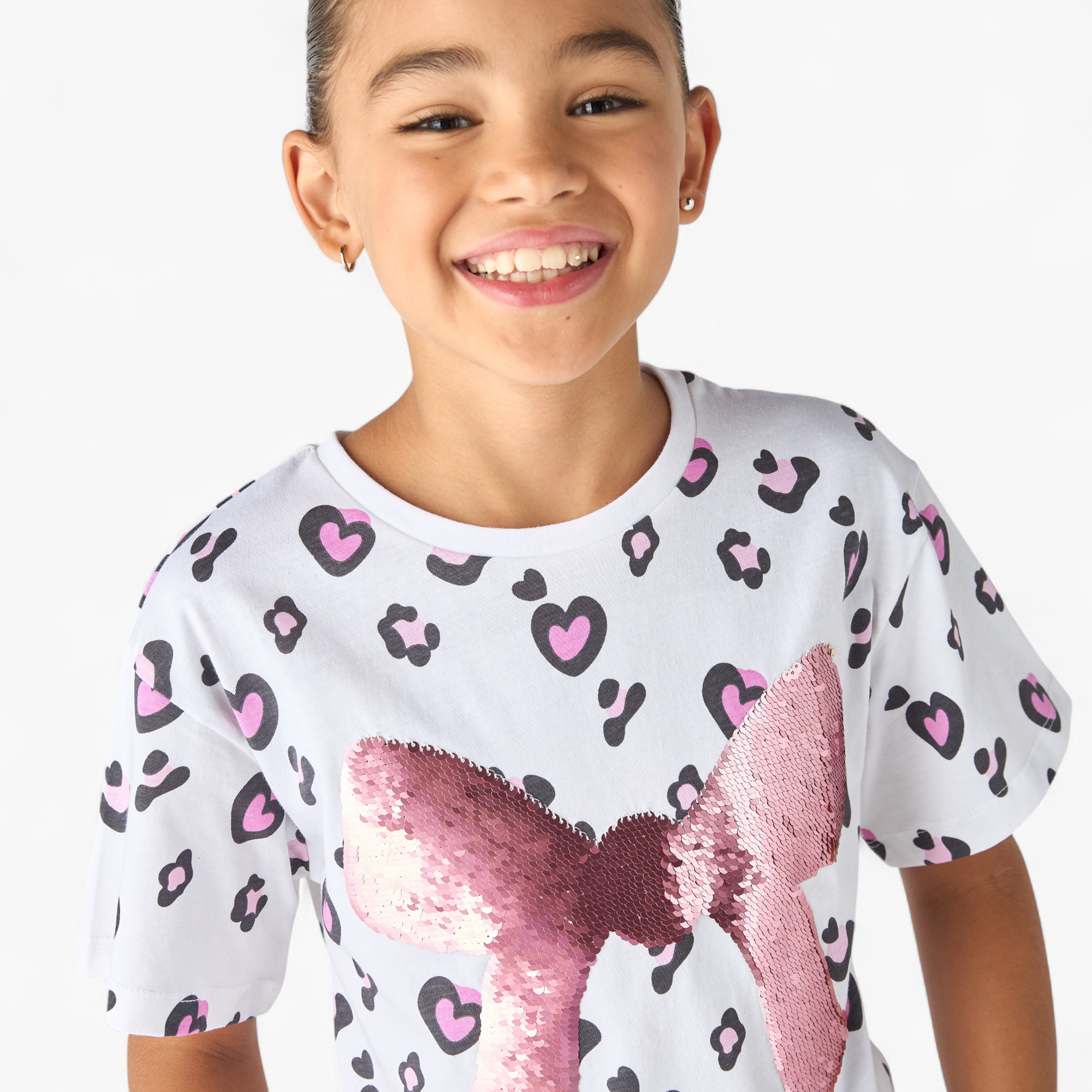 تيشيرت بأكمام قصيرة وتزيينات فيونكة من جونيورز-girls-clothing-tshirts-image-4