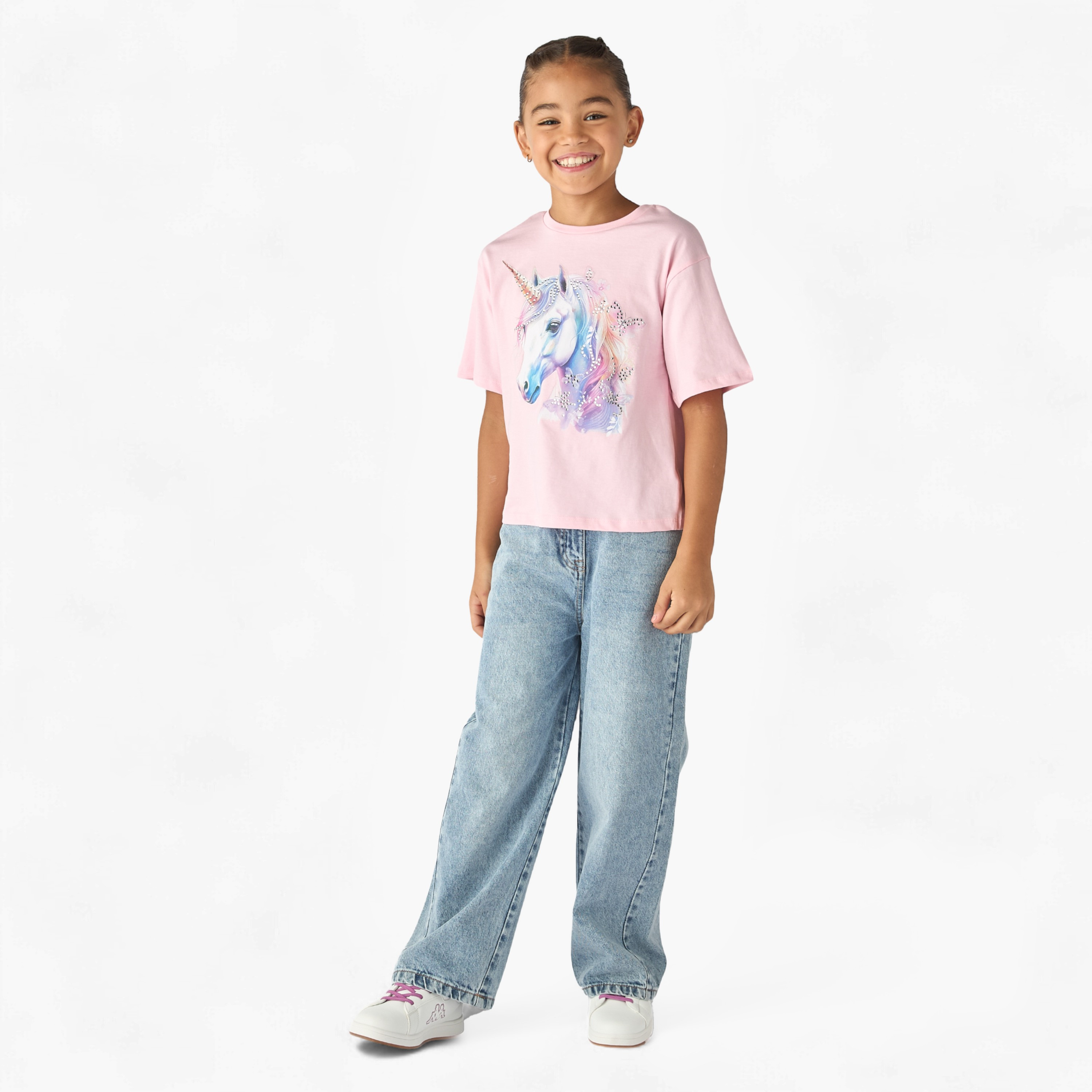 Juniors Unicorn Graphic Print T-shirt-girls-clothing-tshirts-image-2