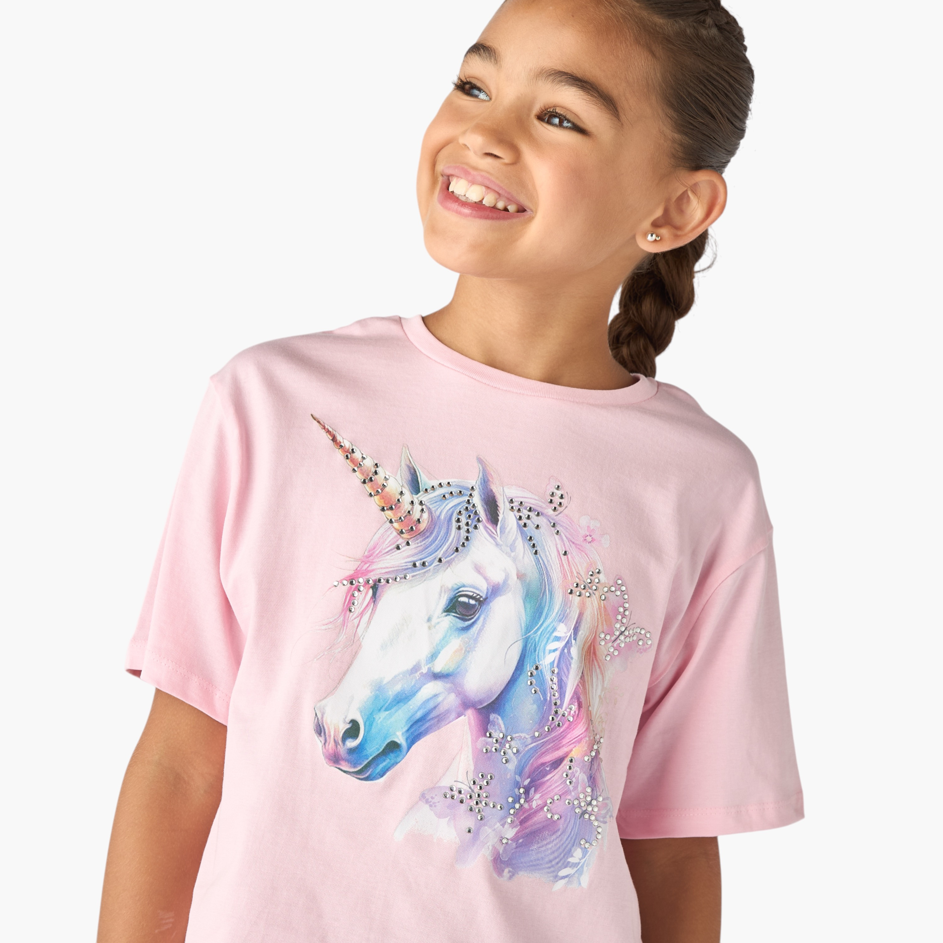 Juniors Unicorn Graphic Print T-shirt-girls-clothing-tshirts-image-4