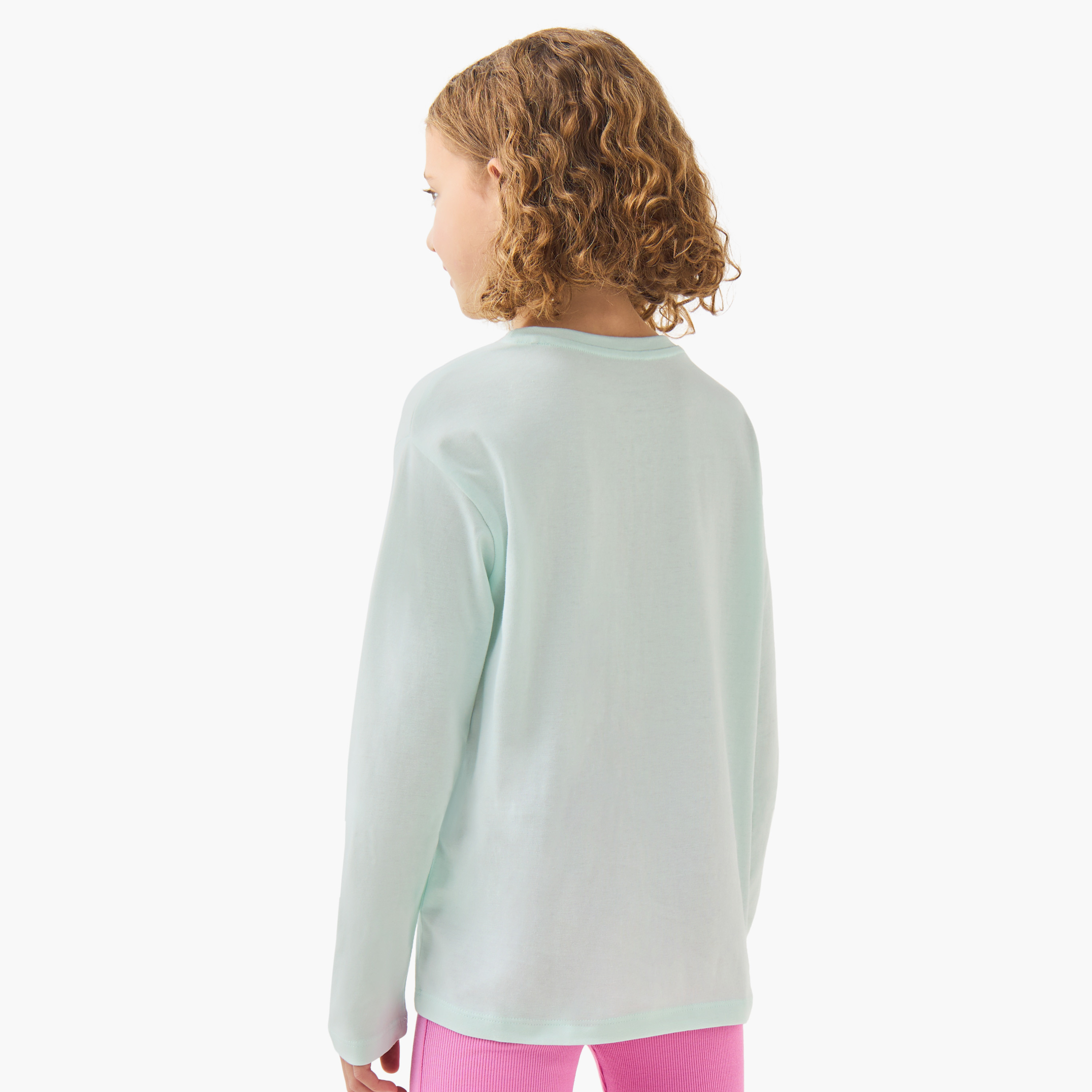 Juniors Girls Crew Neck T-shirt with Graphic Print - Cotton - Long Sleeves-girls-clothing-tshirts-image-3